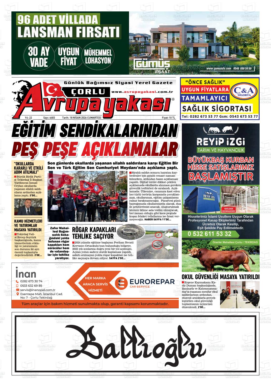 Tekirdag Avrupayakasi 18.04.2026