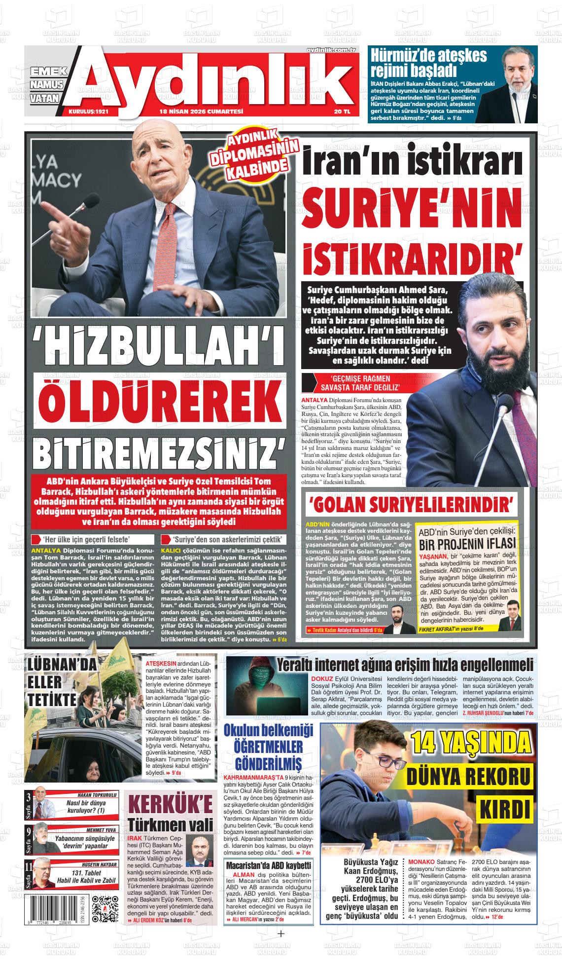Istanbul Aydinlikvatanemeknamus 18.04.2026
