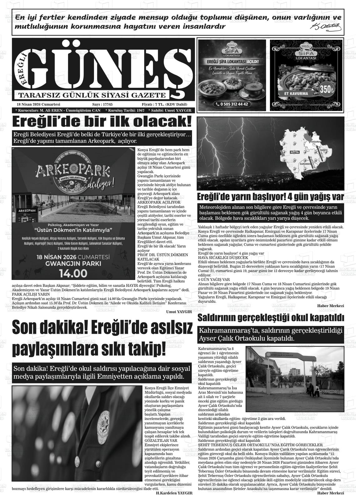 Konya Eregligunes 18.04.2026