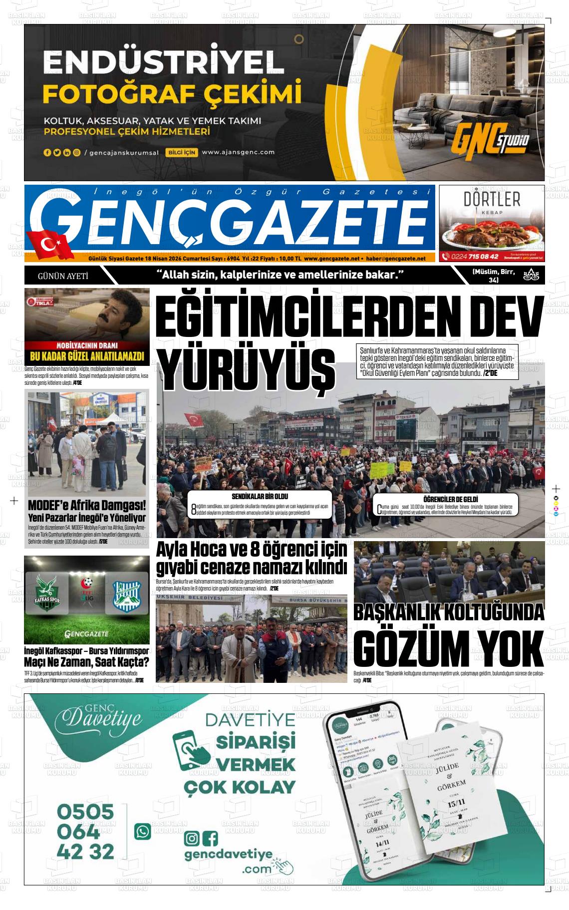 Bursa Gencgazete 18.04.2026