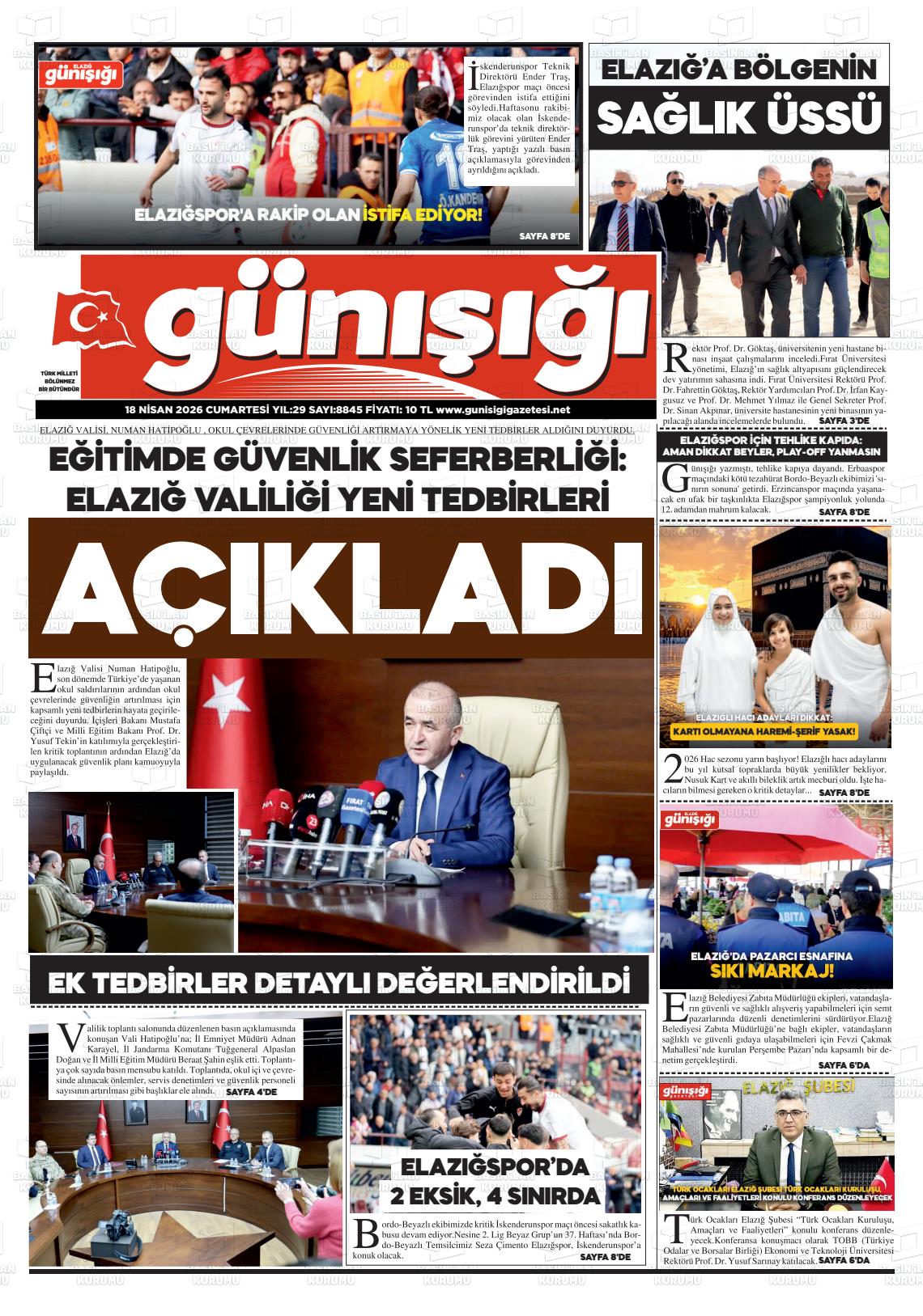 Elazig Gunisigi 18.04.2026