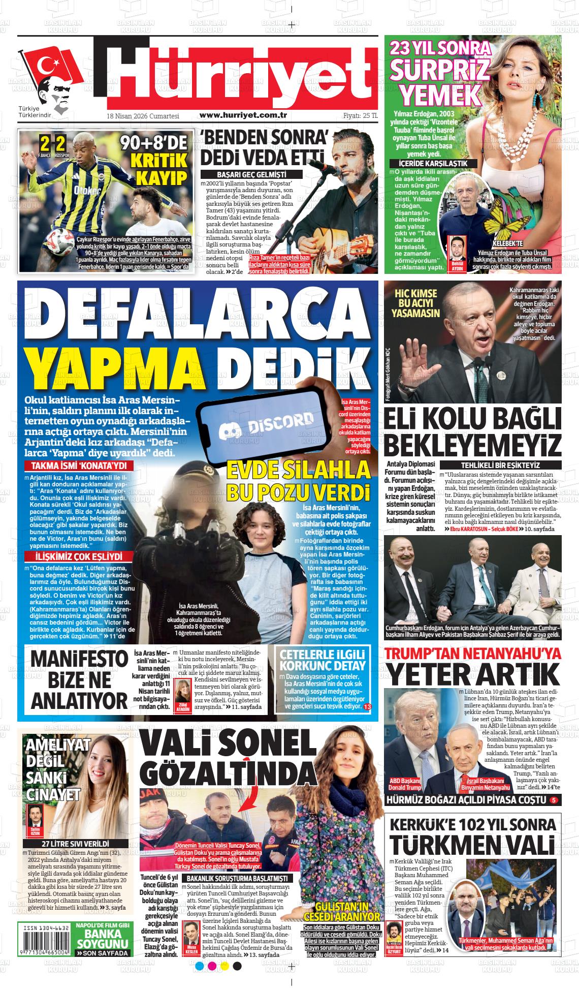 Hürriyet Gazetesi 18.04.2026