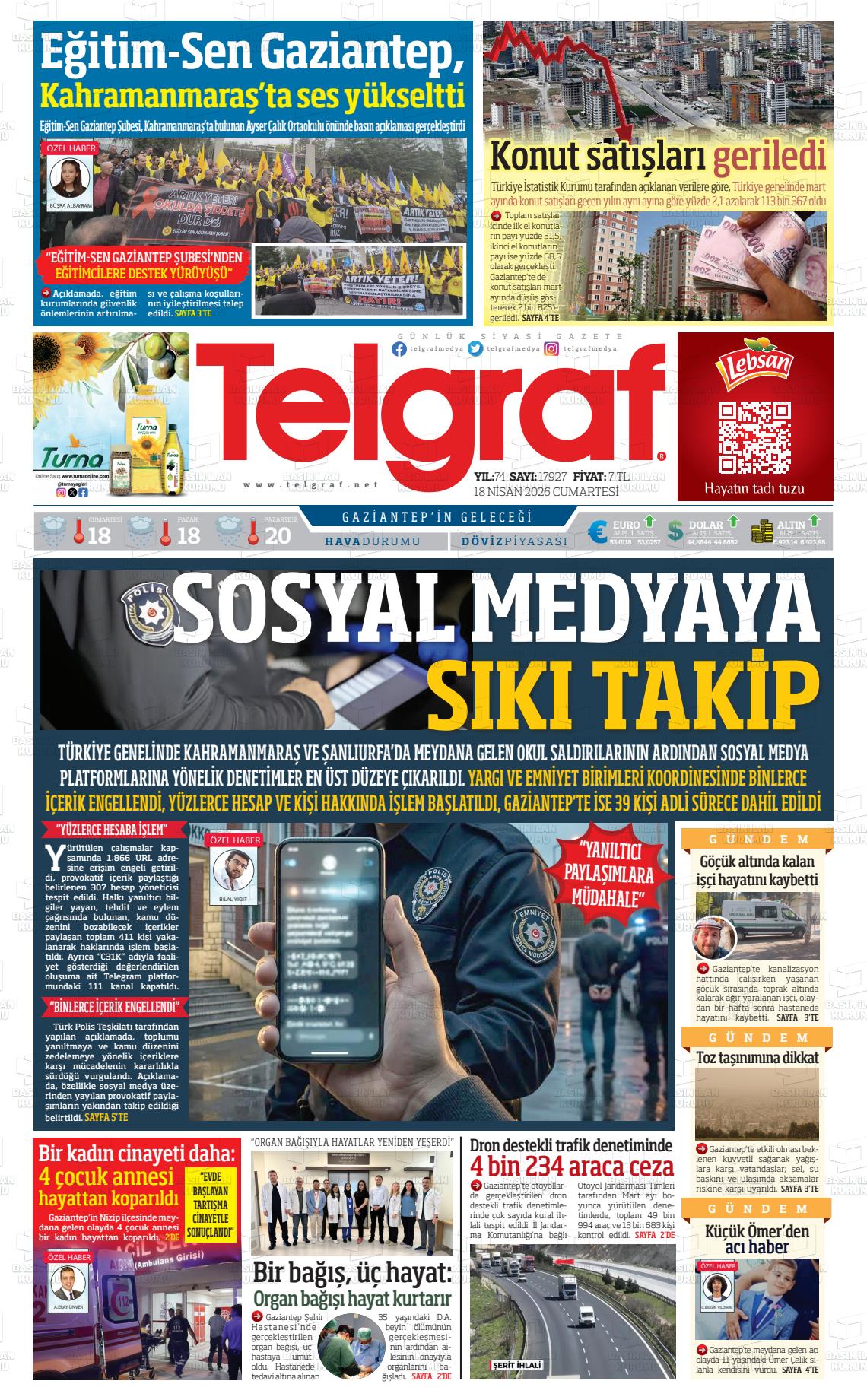 Gaziantep Telgraf 18.04.2026