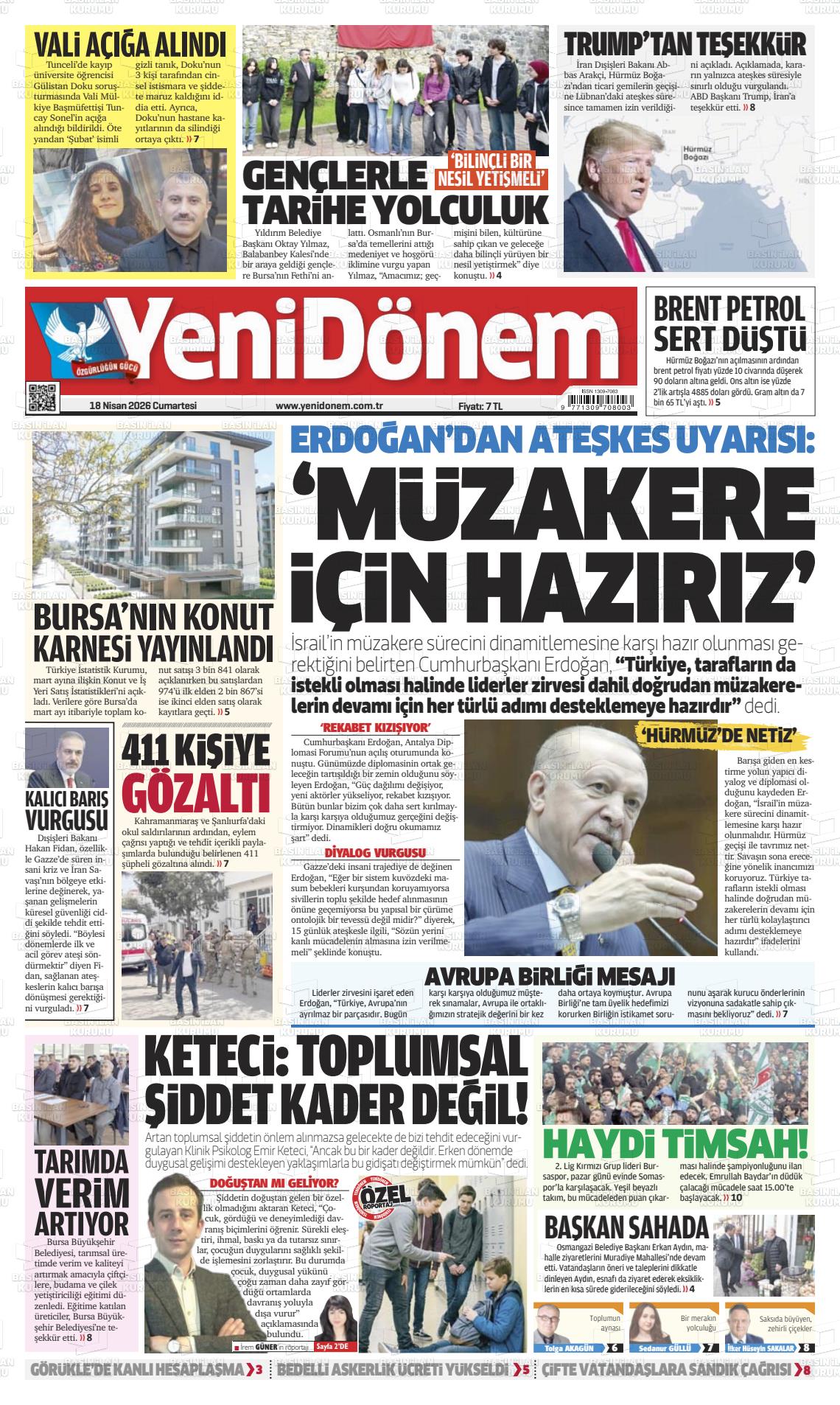 Bursa Yenidonem 18.04.2026