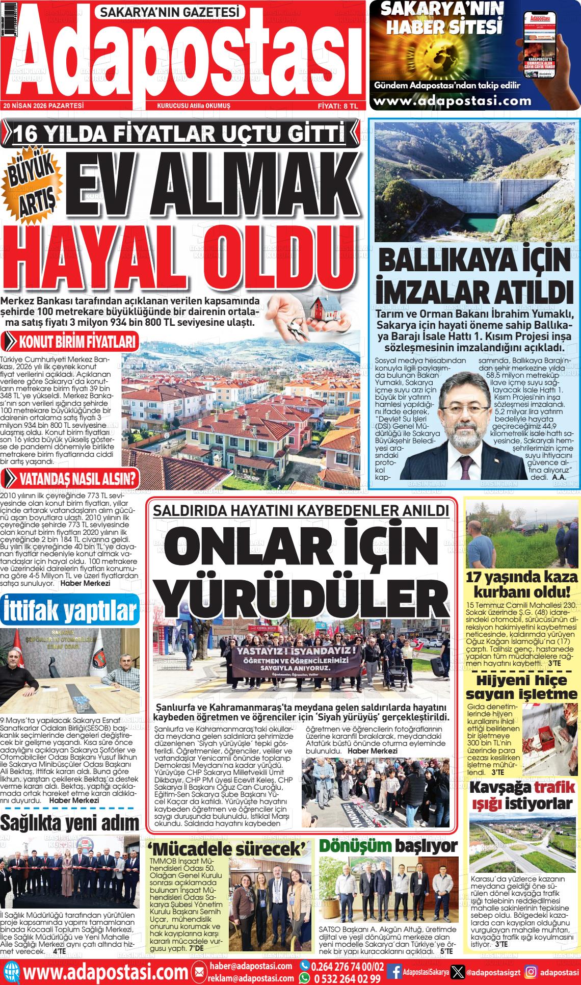 Sakarya Adapostasi 20.04.2026