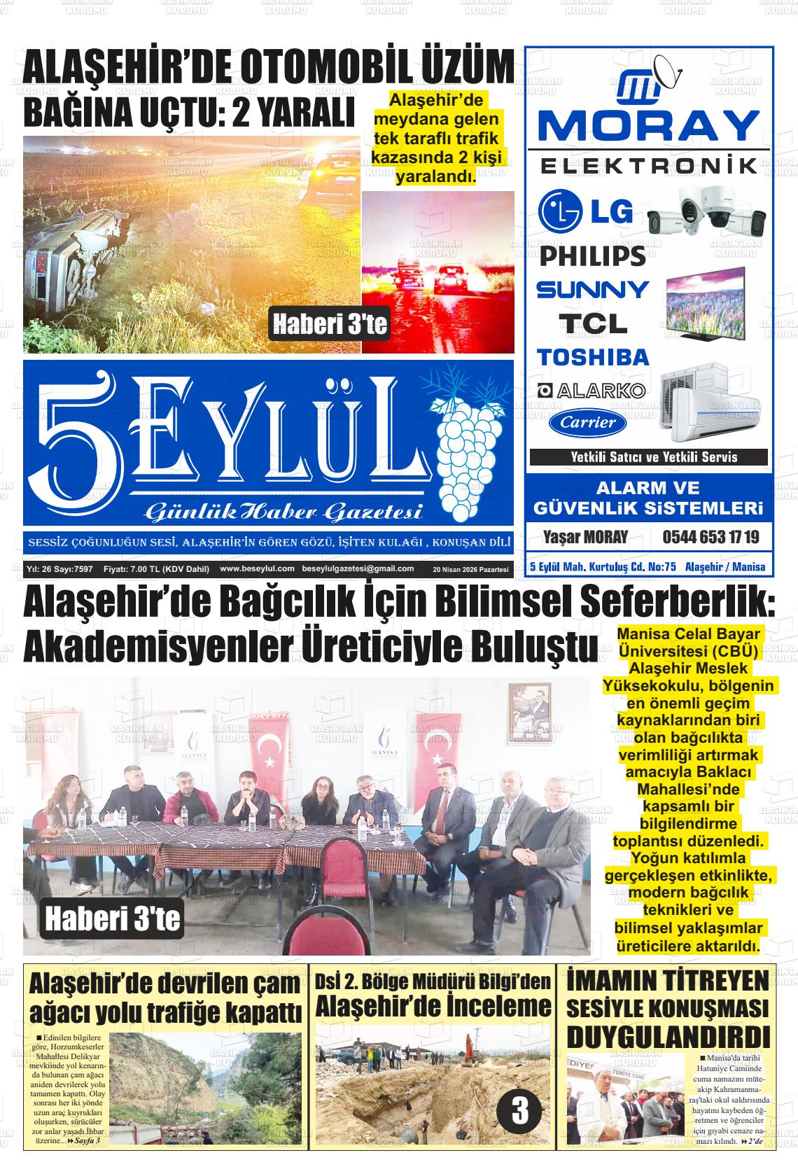 Manisa Alasehir 5 Eylul 20.04.2026