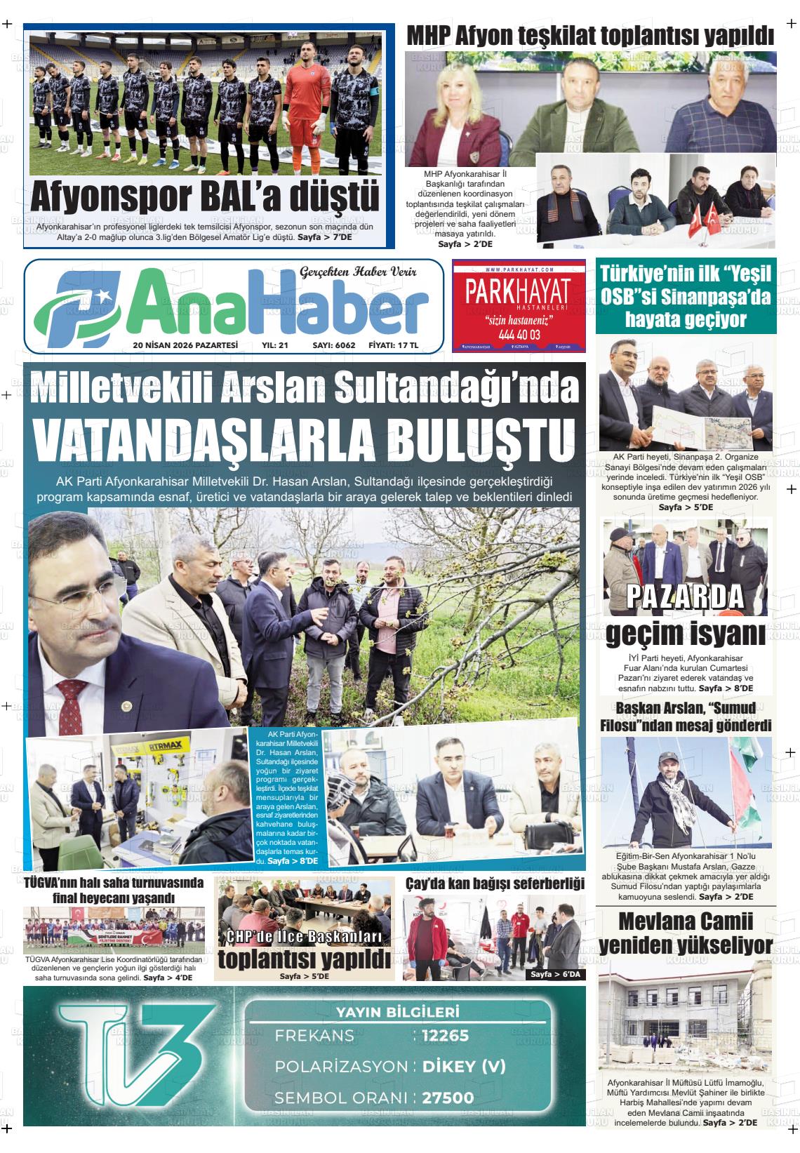 Afyonkarahisar Anahaber 20.04.2026