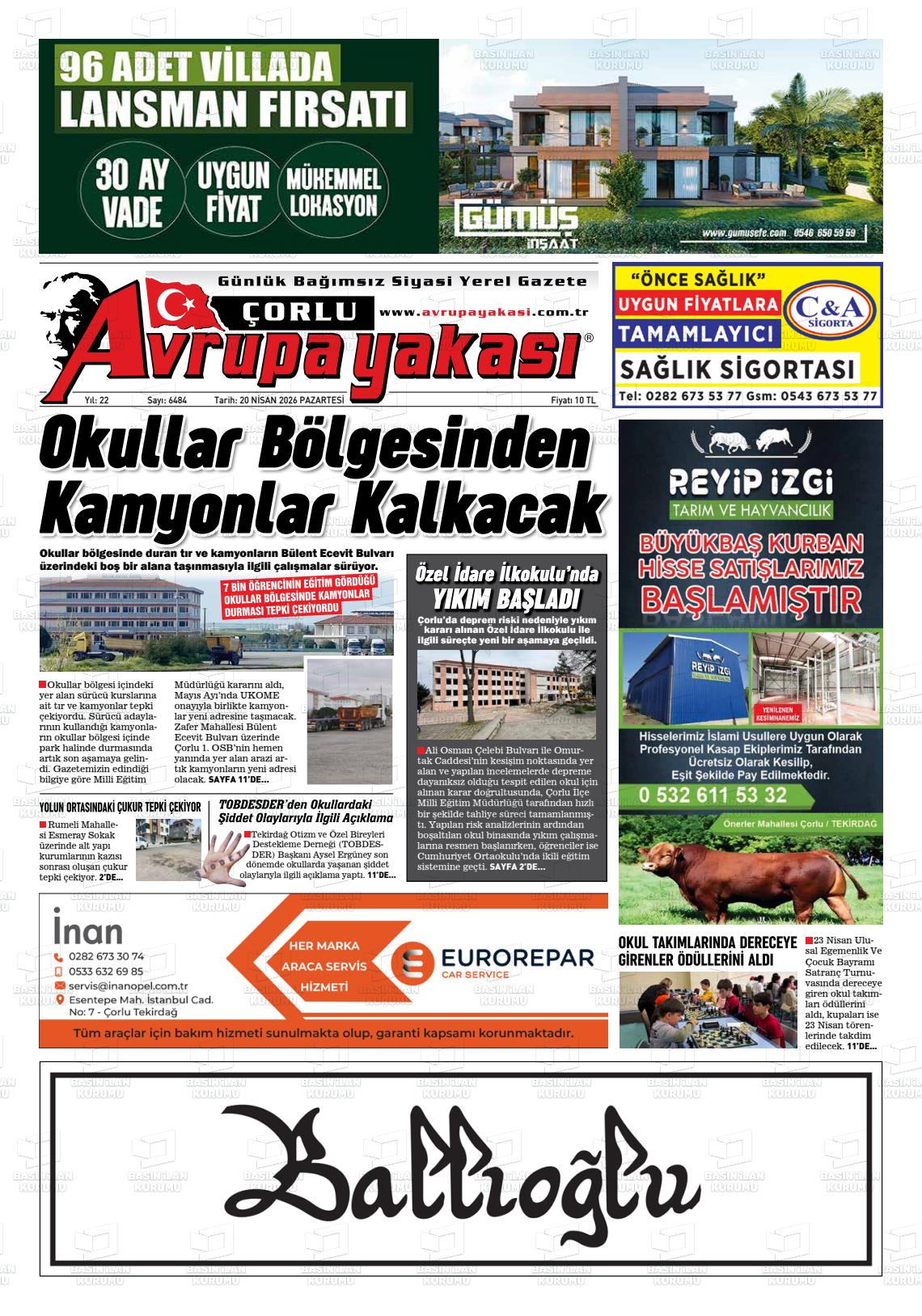 Tekirdag Avrupayakasi 20.04.2026