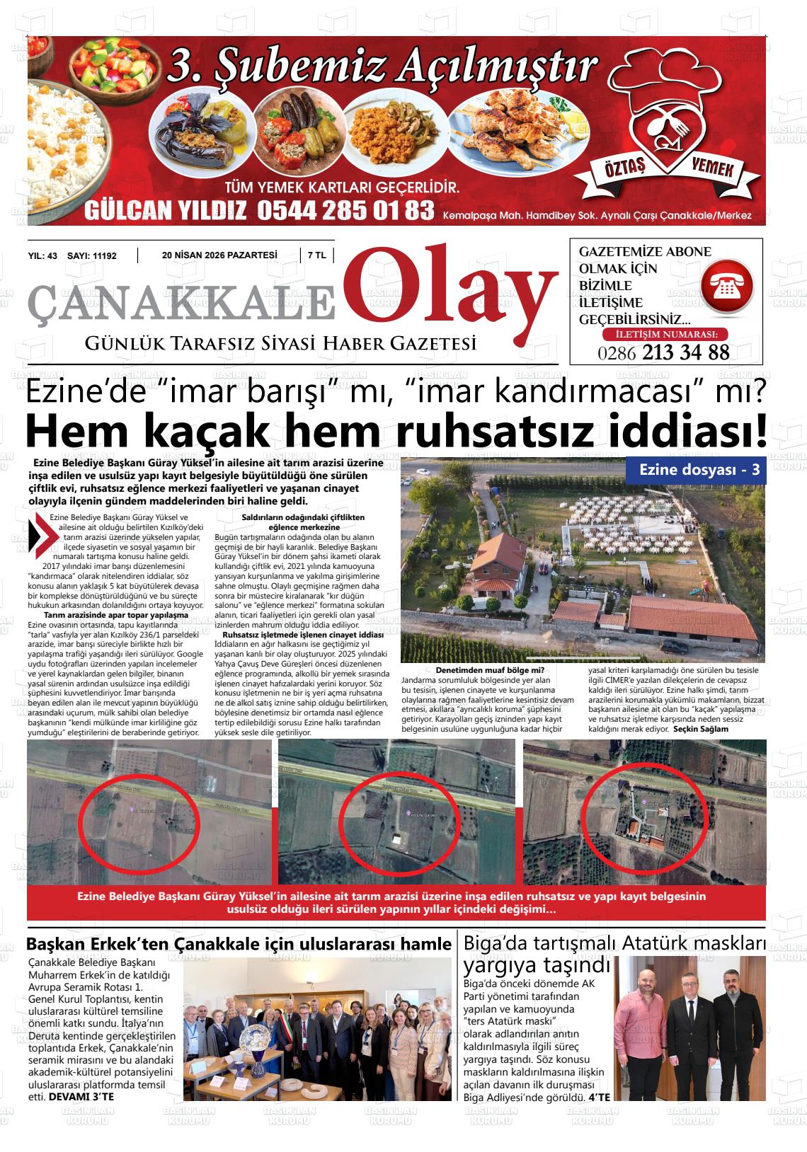Canakkale Olay 20.04.2026