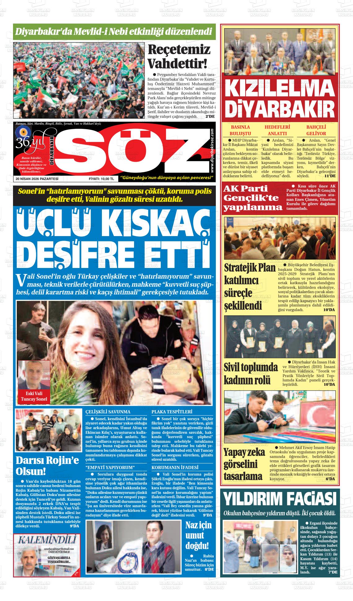 Diyarbakir Soz 20.04.2026