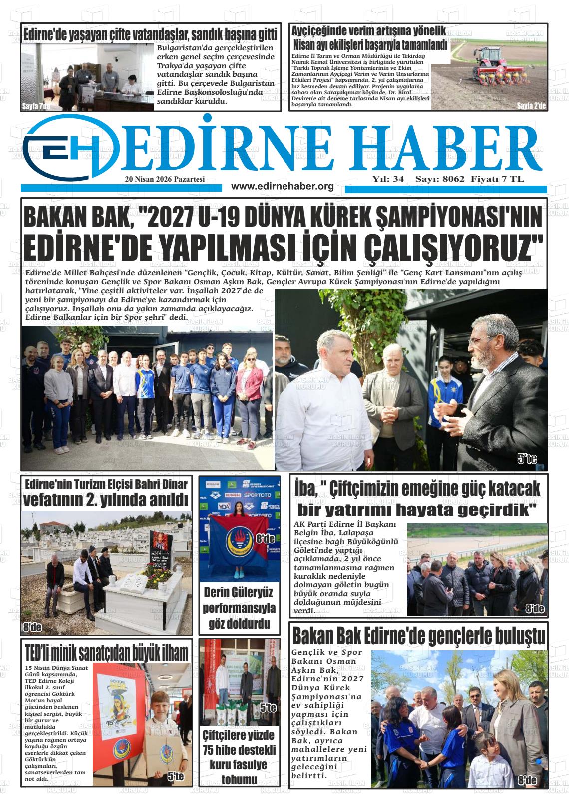 Edirne Haber 20.04.2026