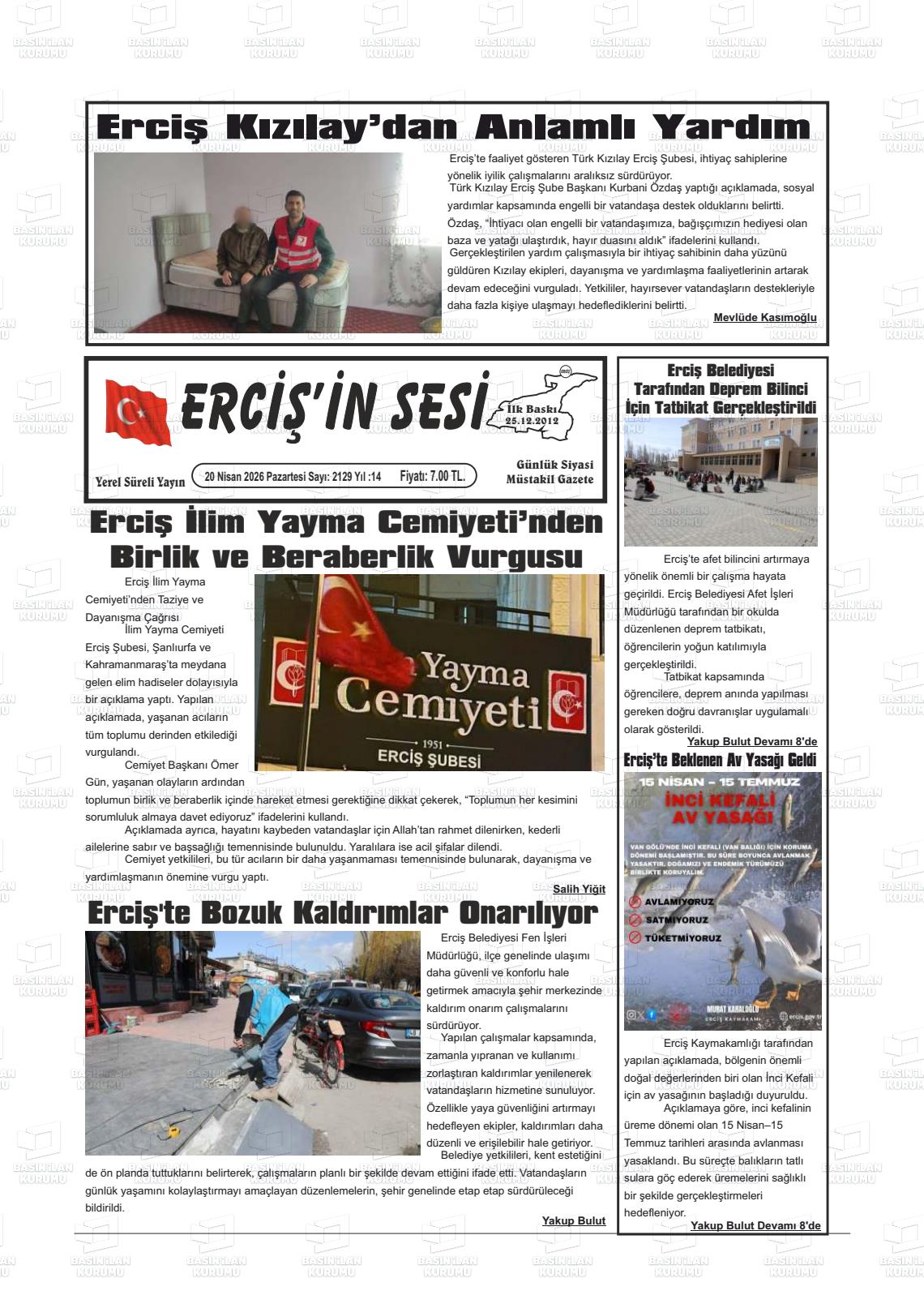 Van Ercisinsesi 20.04.2026