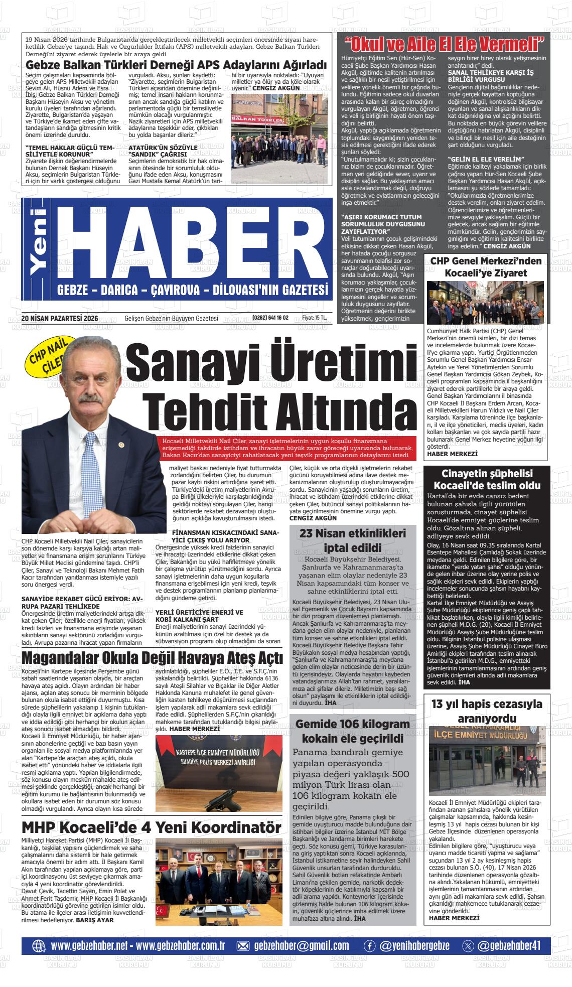 Kocaeli Gebzehaber 20.04.2026