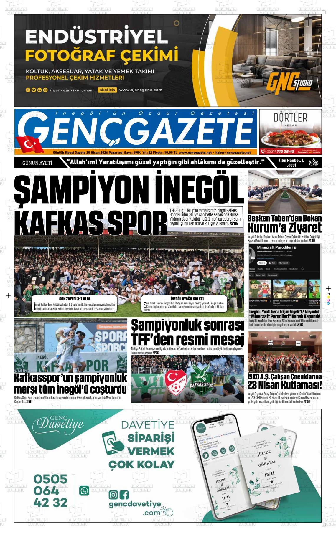 Bursa Gencgazete 20.04.2026