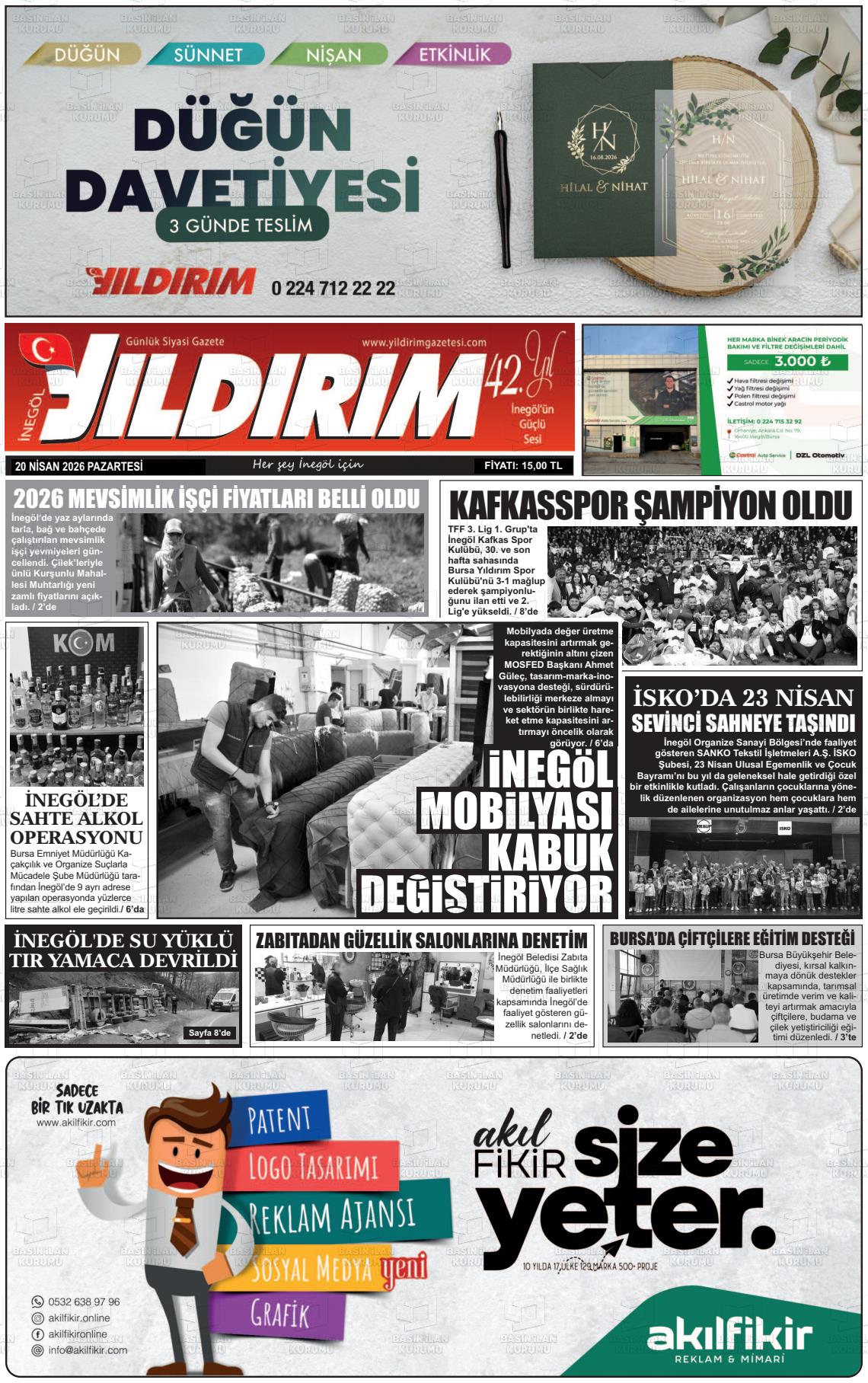Bursa Inegolyildirim 20.04.2026