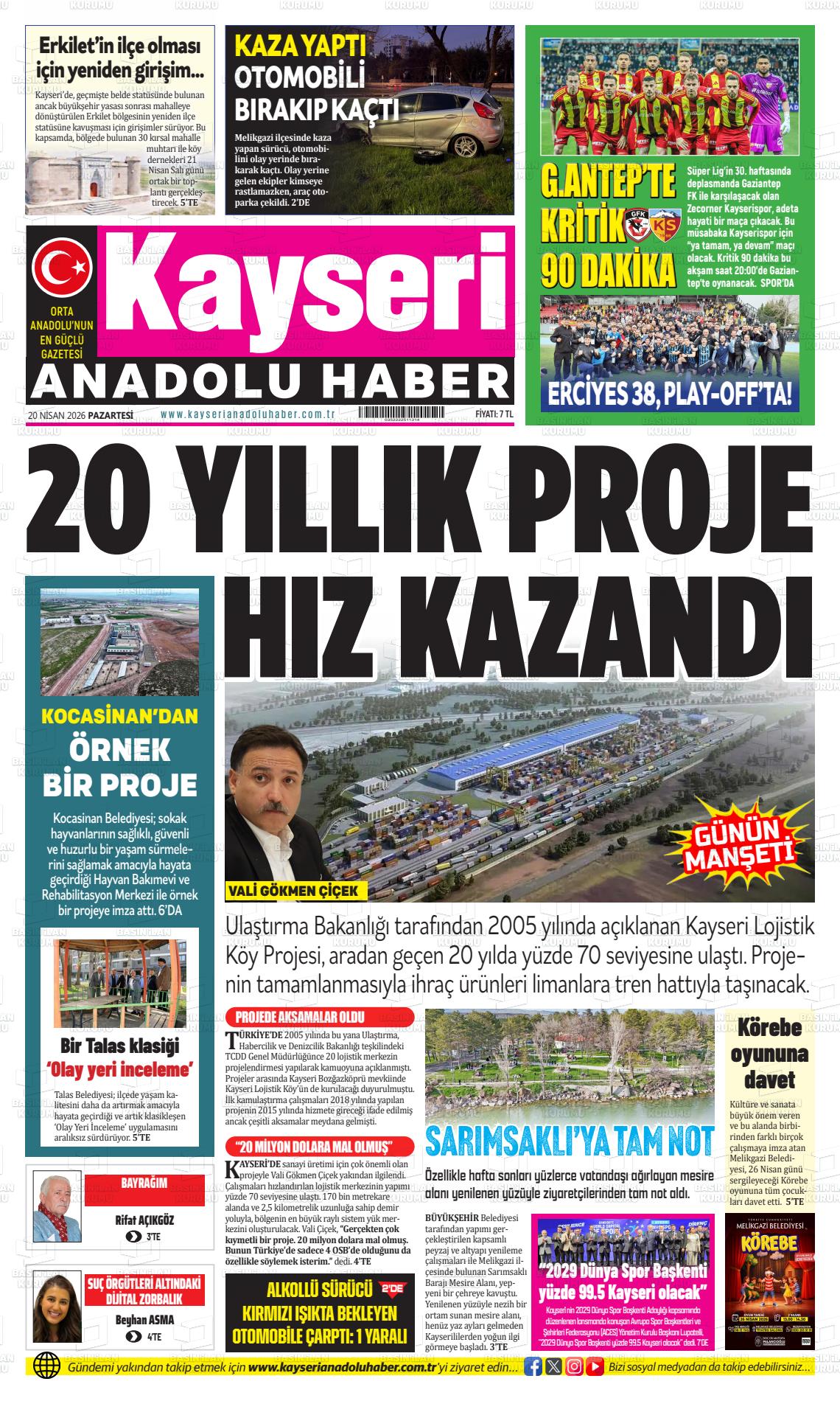 Kayseri Anadoluhaber 20.04.2026