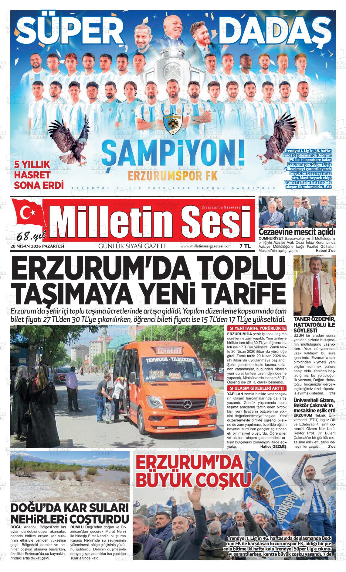 Erzurum Milletinsesi 20.04.2026