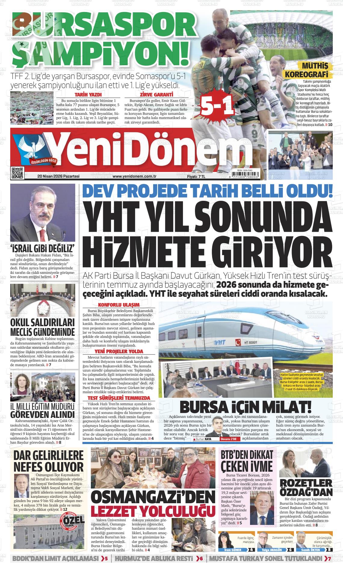 Bursa Yenidonem 20.04.2026