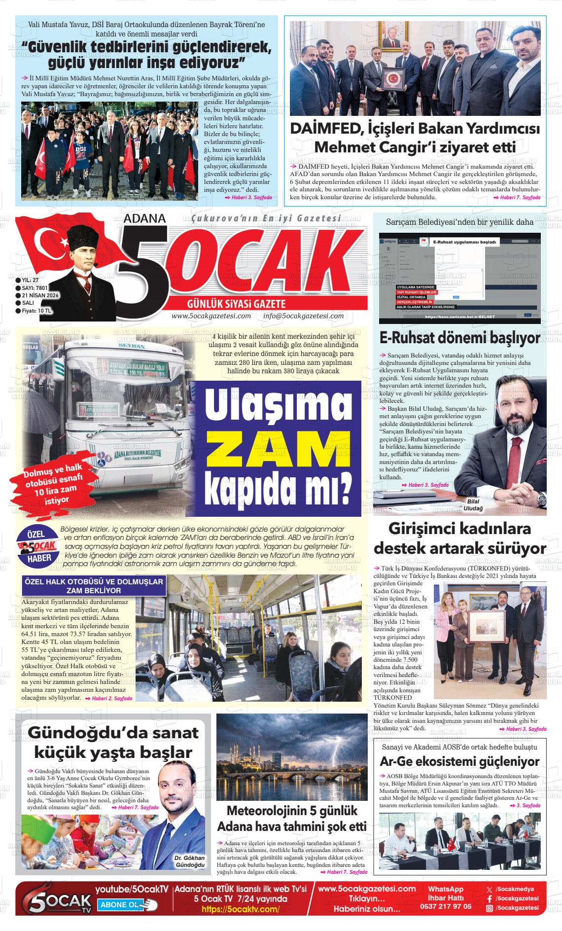 Adana 5 Ocak 21.04.2026