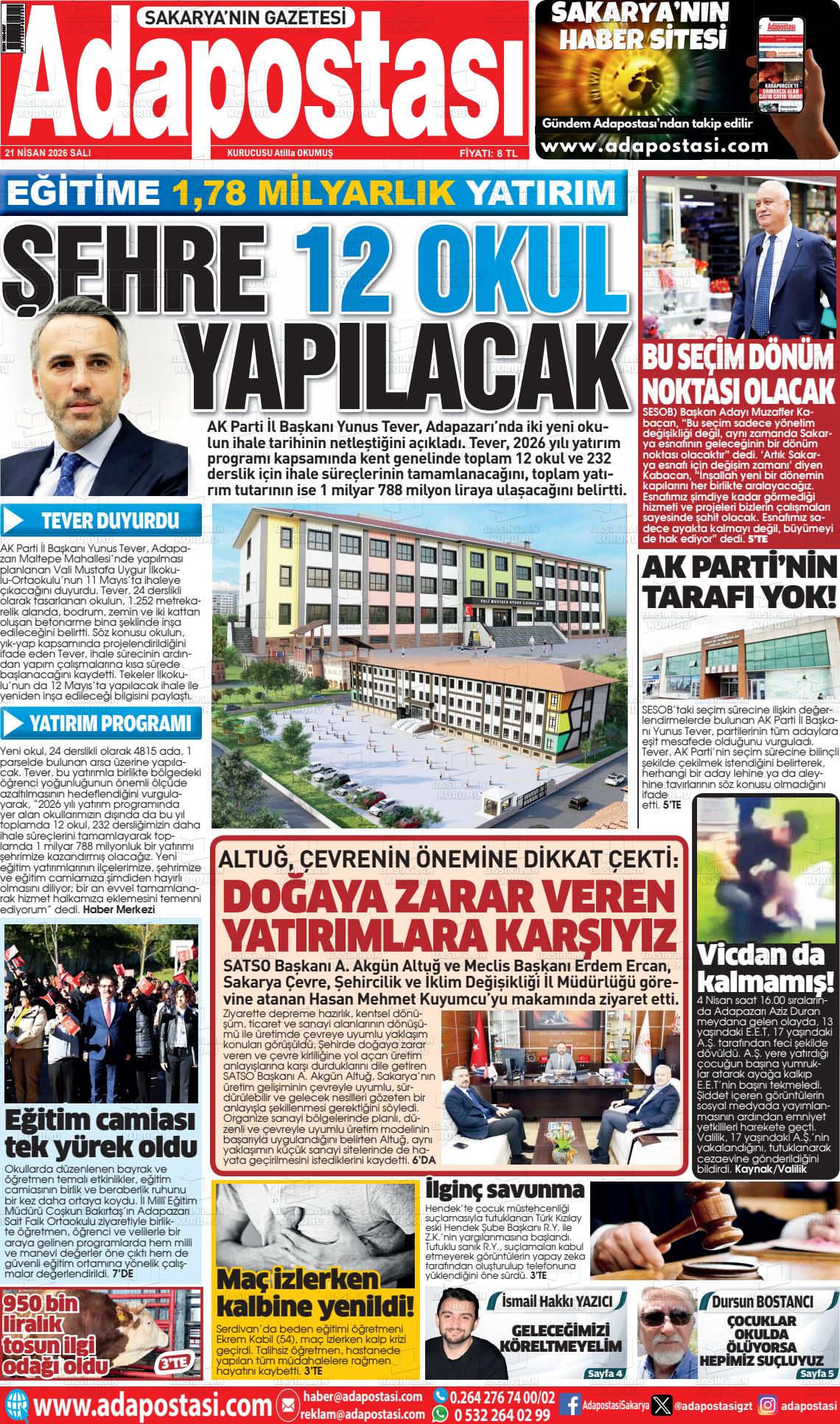 Sakarya Adapostasi 21.04.2026