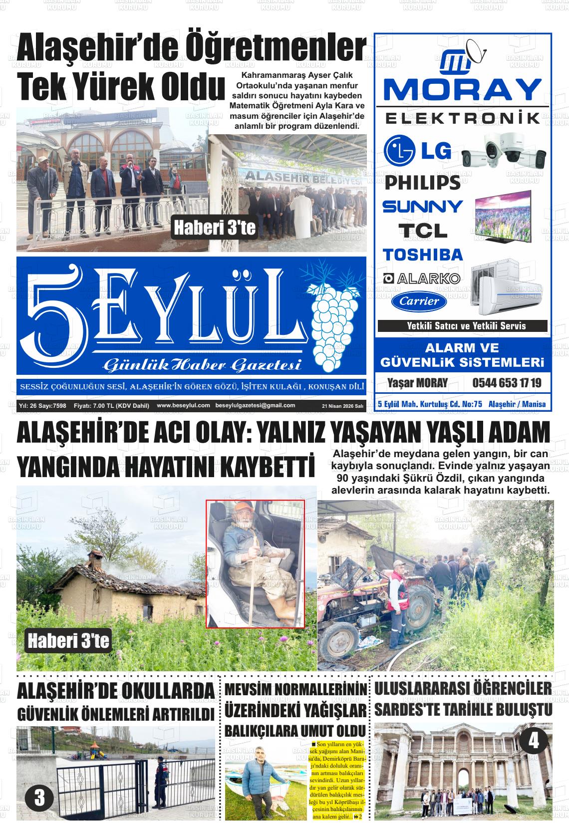 Manisa Alasehir 5 Eylul 21.04.2026