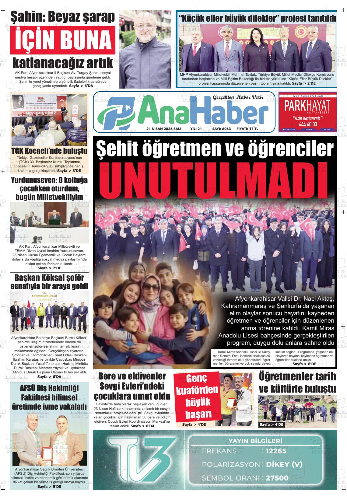 Afyonkarahisar Anahaber 21.04.2026