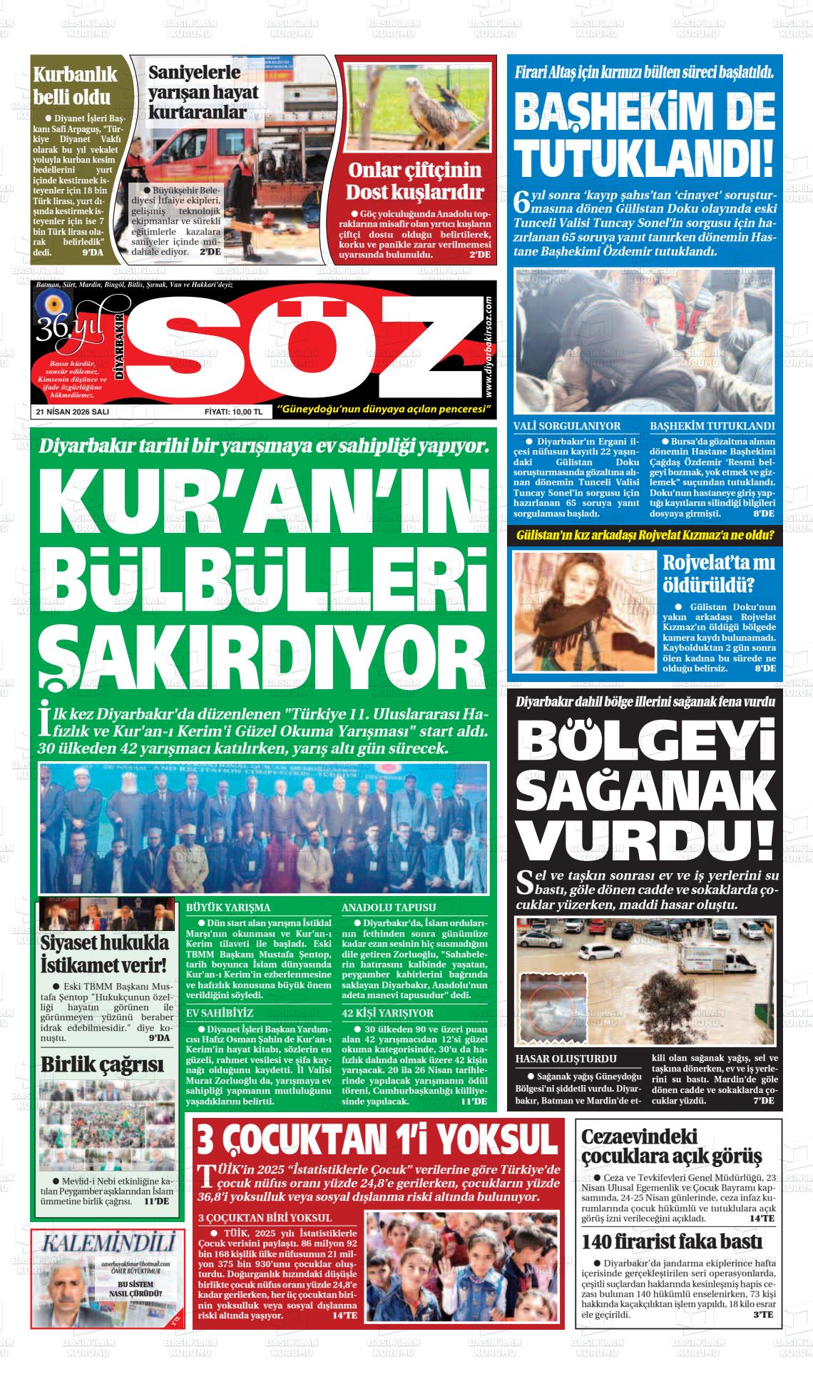 Diyarbakir Soz 21.04.2026