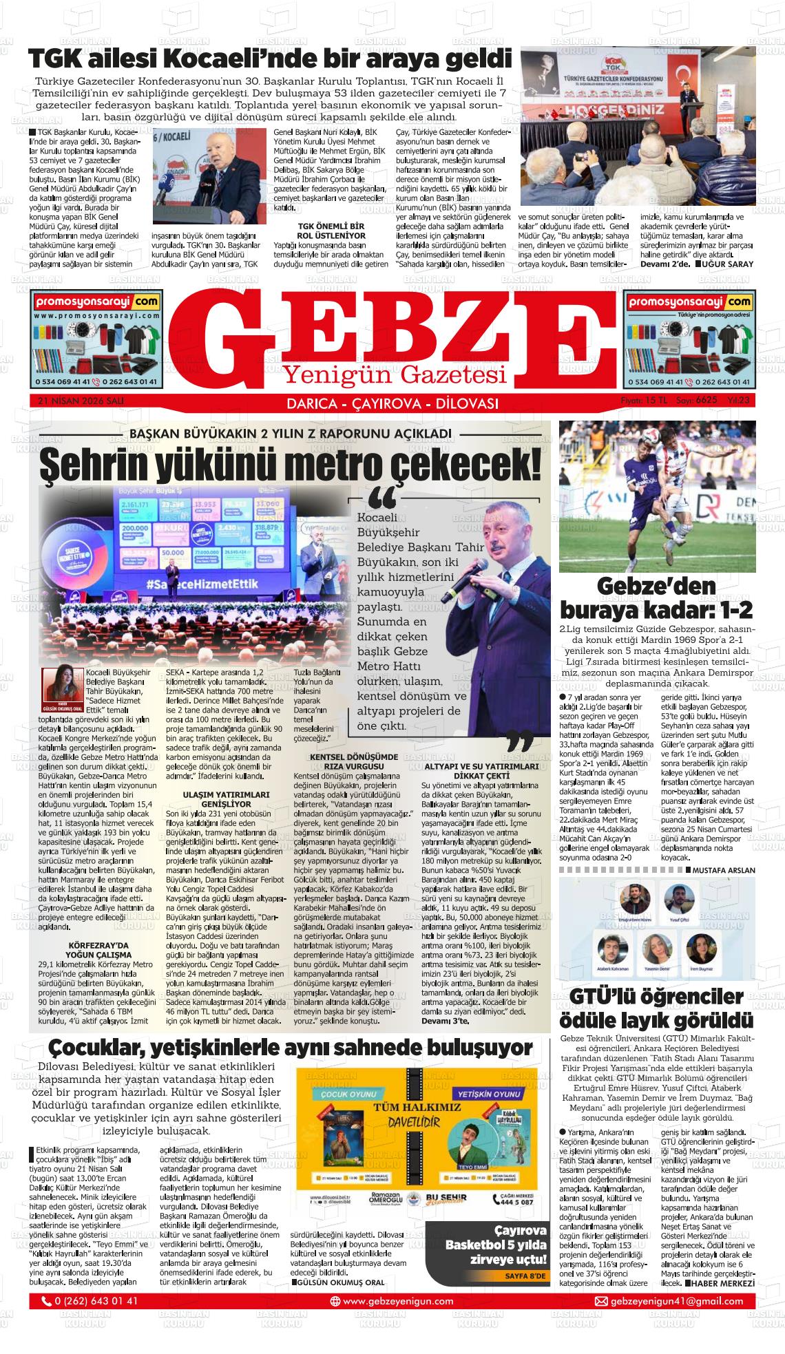 Kocaeli Gebzeyenigun 21.04.2026