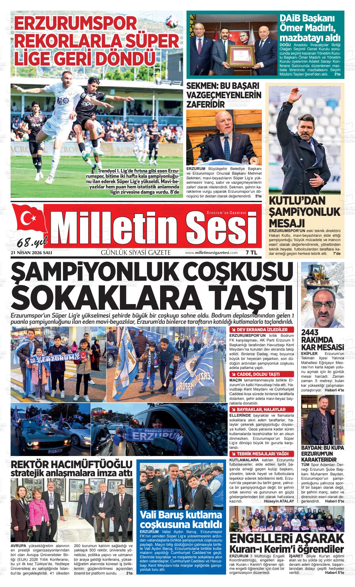 Erzurum Milletinsesi 21.04.2026
