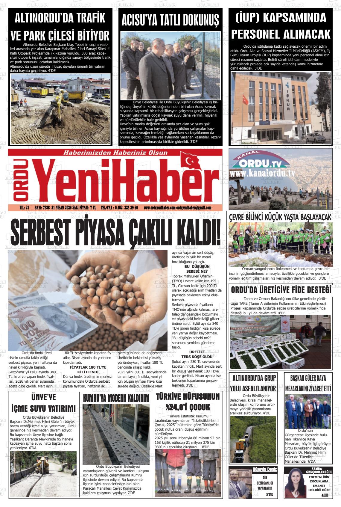 Ordu Yenihaber 21.04.2026