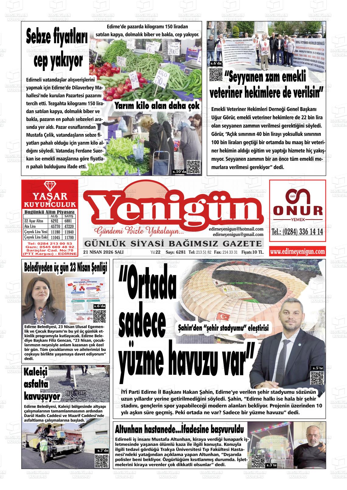 Izmir Yenigun 21.04.2026