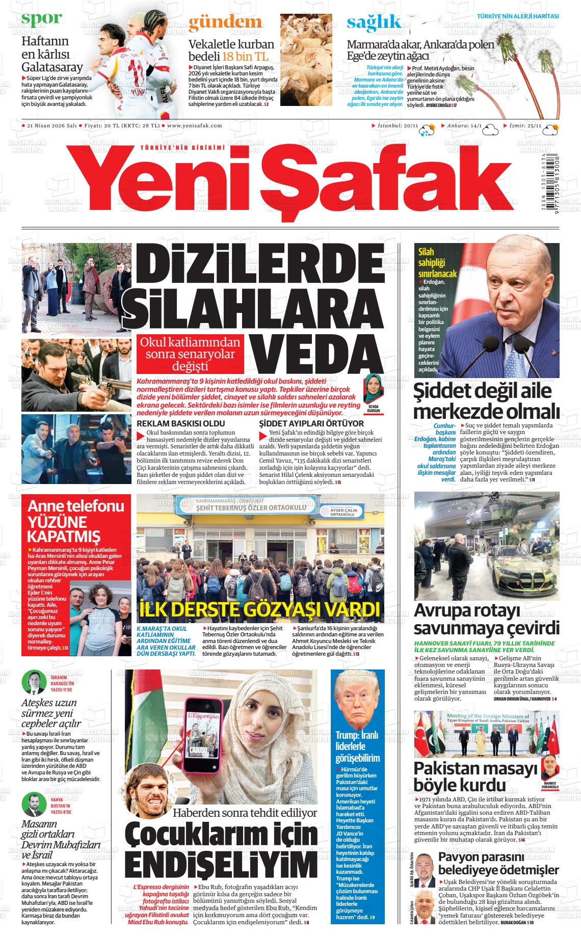 Yeni Şafak Gazetesi 21.04.2026