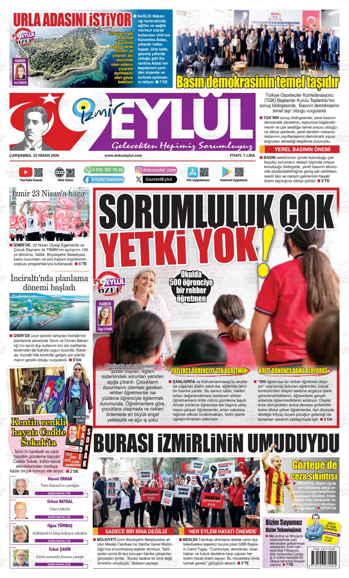 Izmir 9 Eylul 22.04.2026