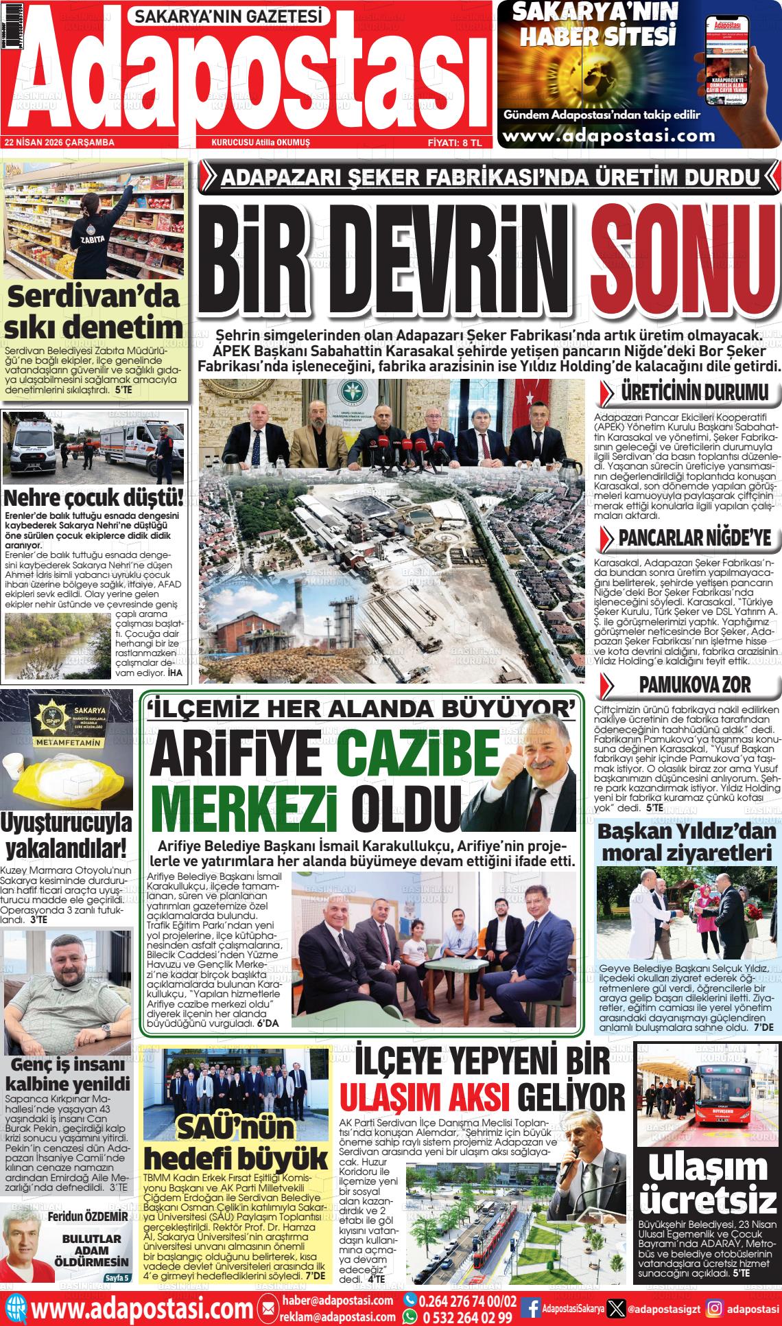 Sakarya Adapostasi 22.04.2026