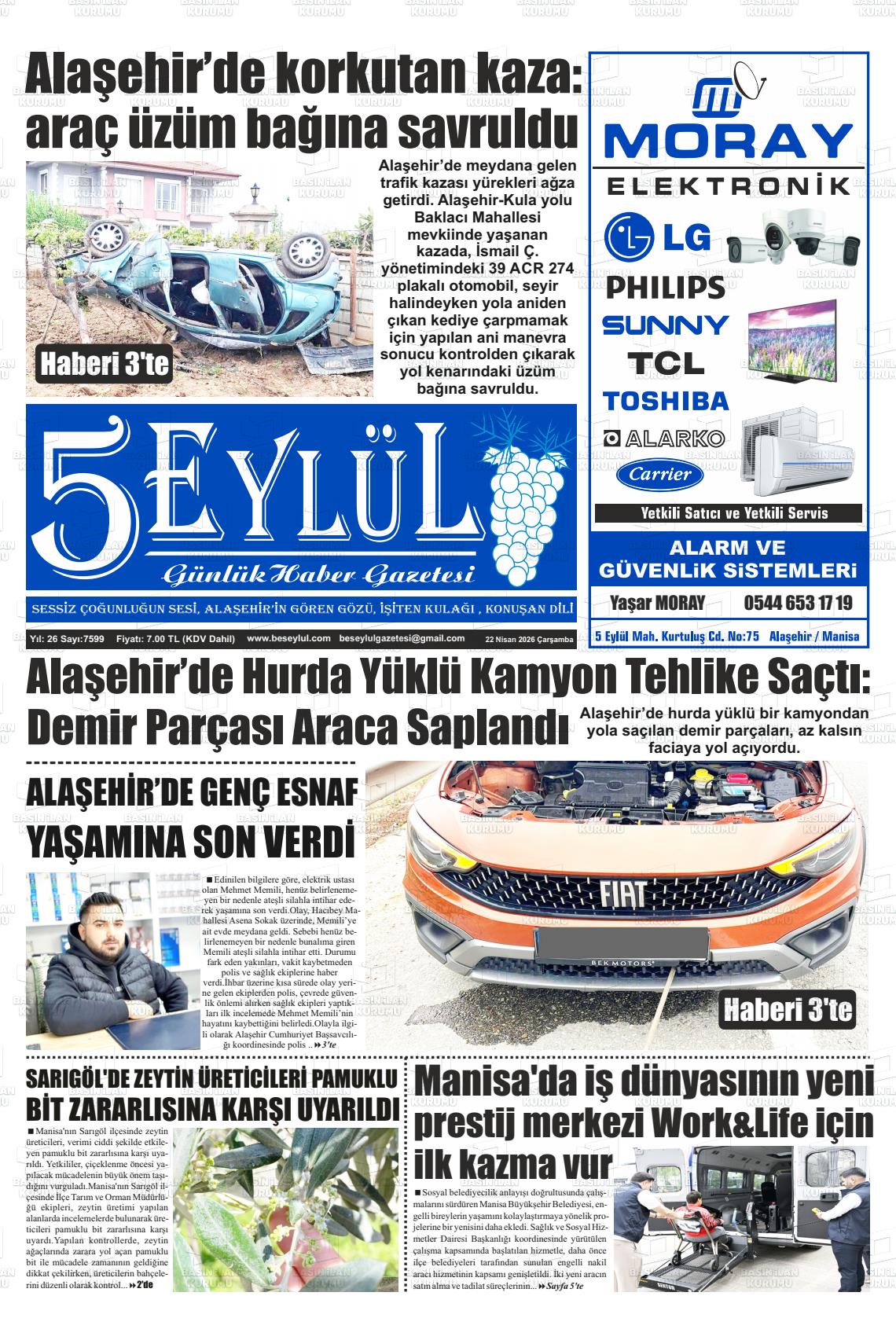 Manisa Alasehir 5 Eylul 22.04.2026