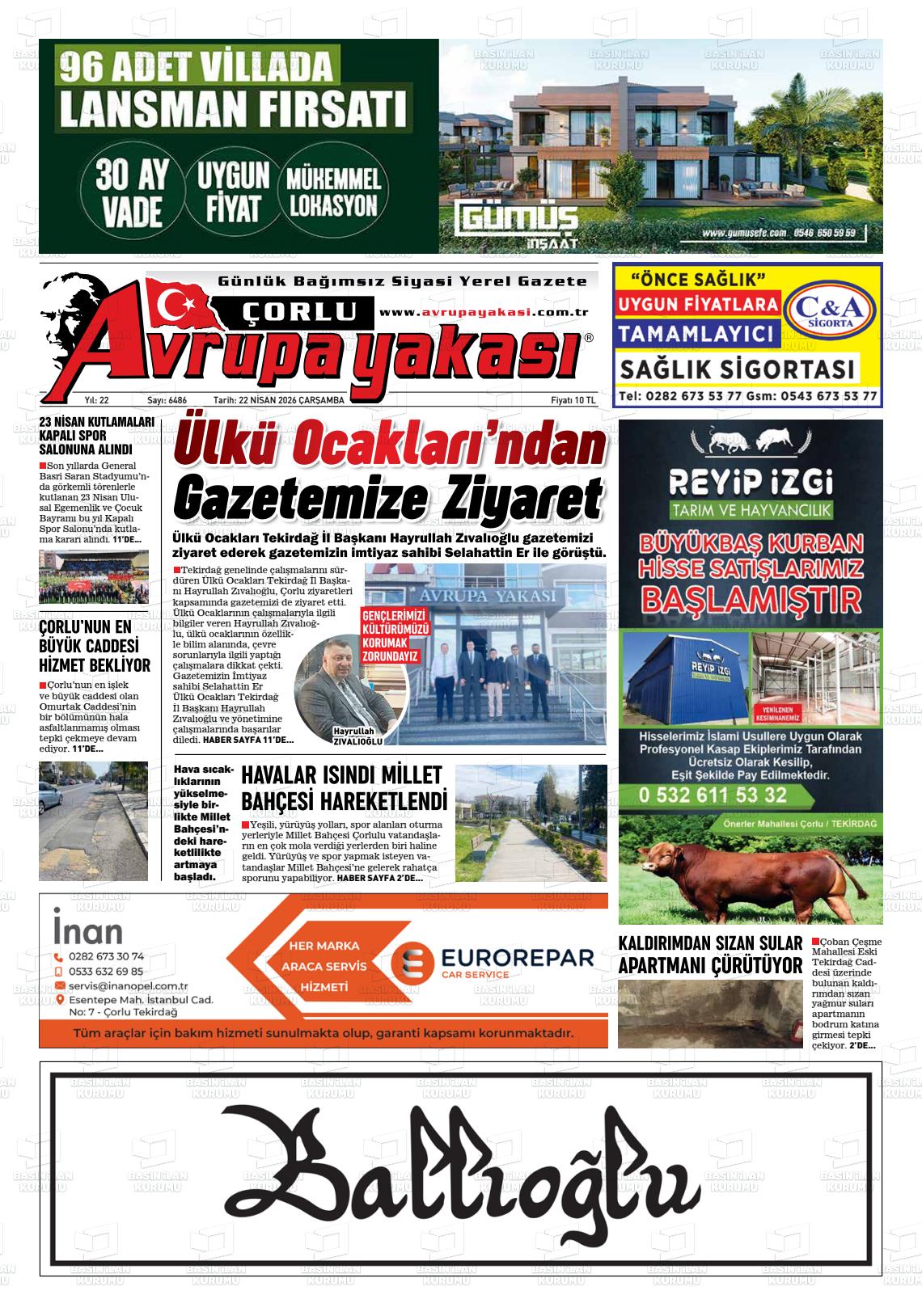 Tekirdag Avrupayakasi 22.04.2026