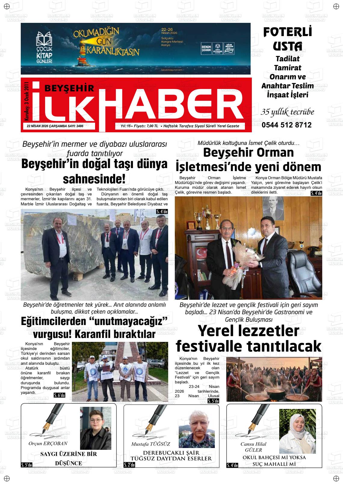 Konya Beysehirilkhaber 22.04.2026