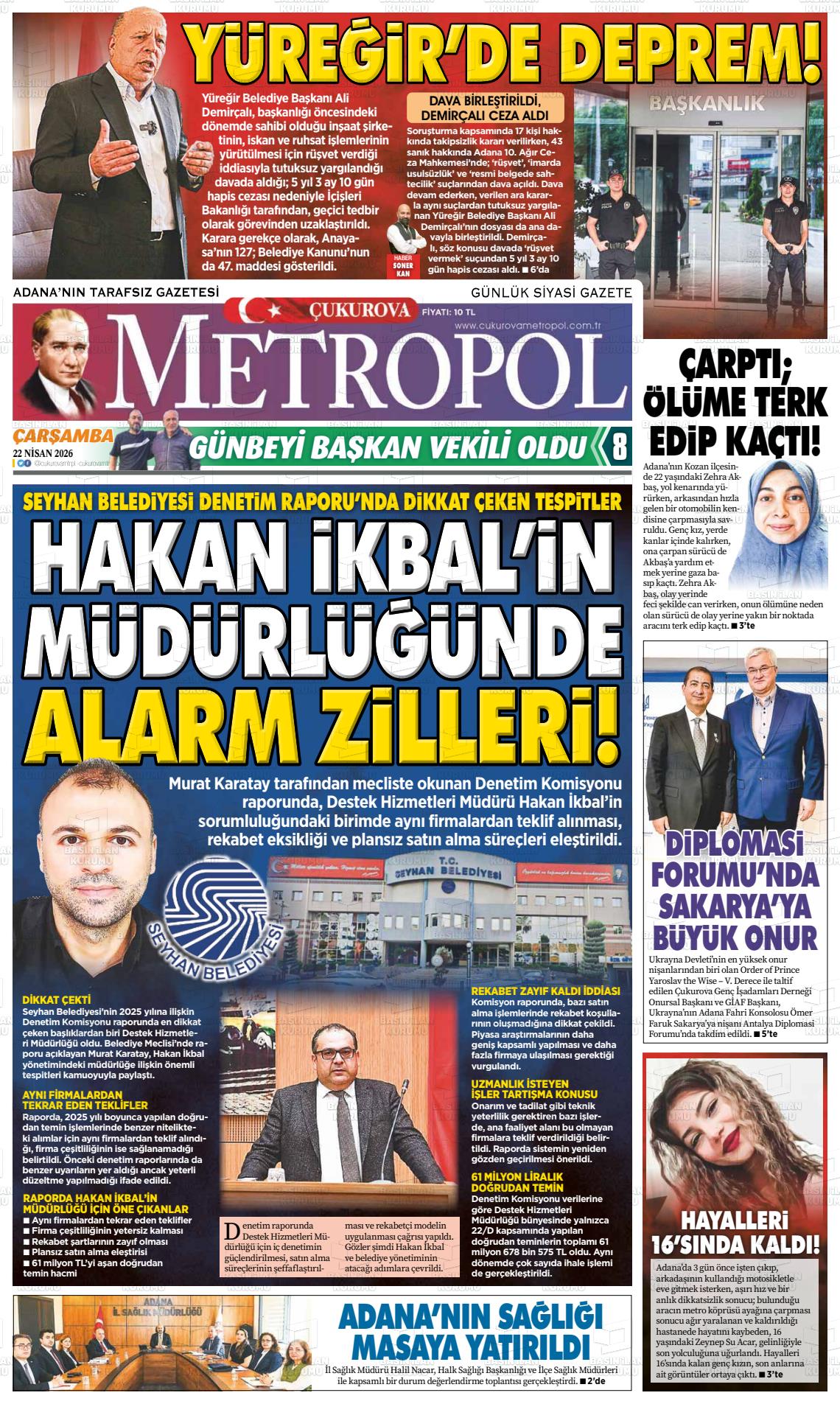 Adana Cukurovametropol 22.04.2026