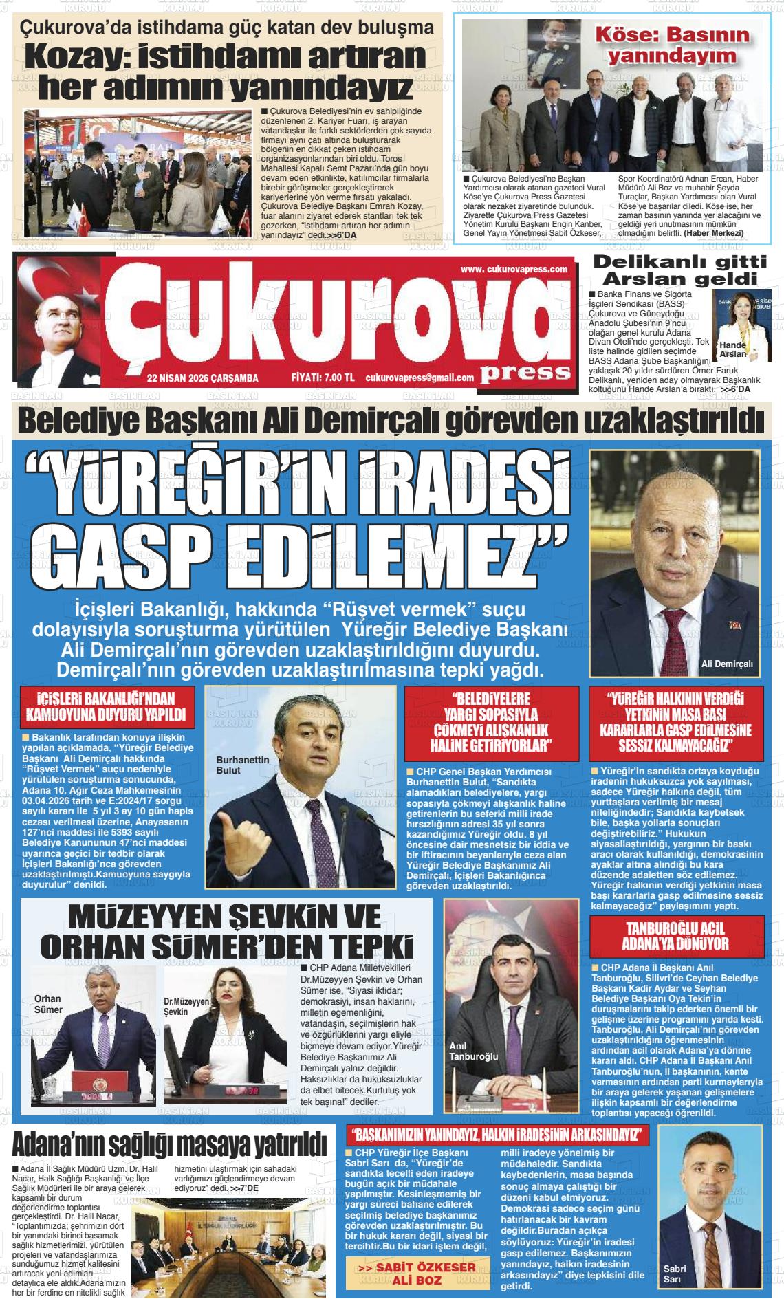 Adana Cukurovapress 22.04.2026