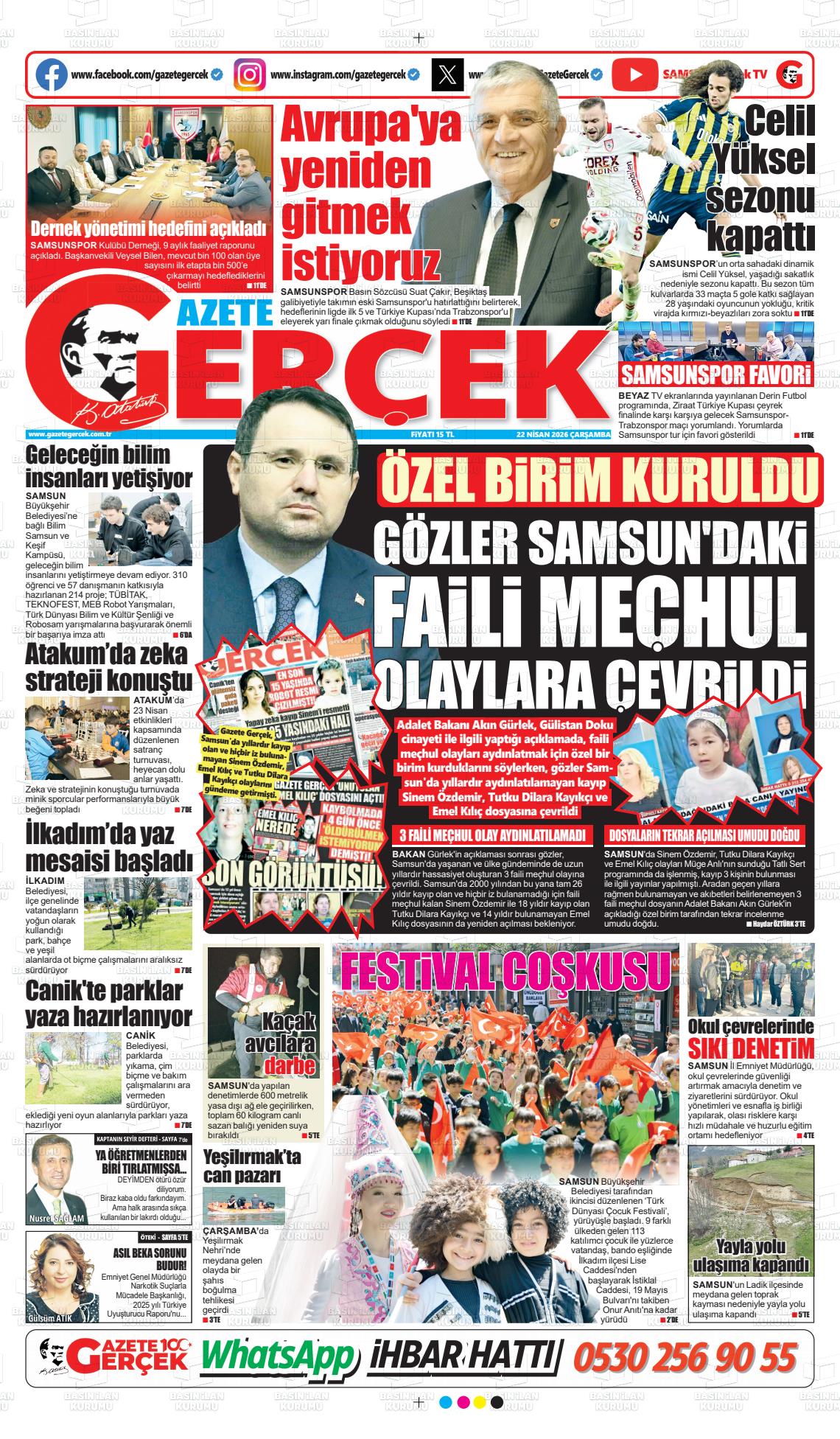 Samsun Gazetegercek 22.04.2026