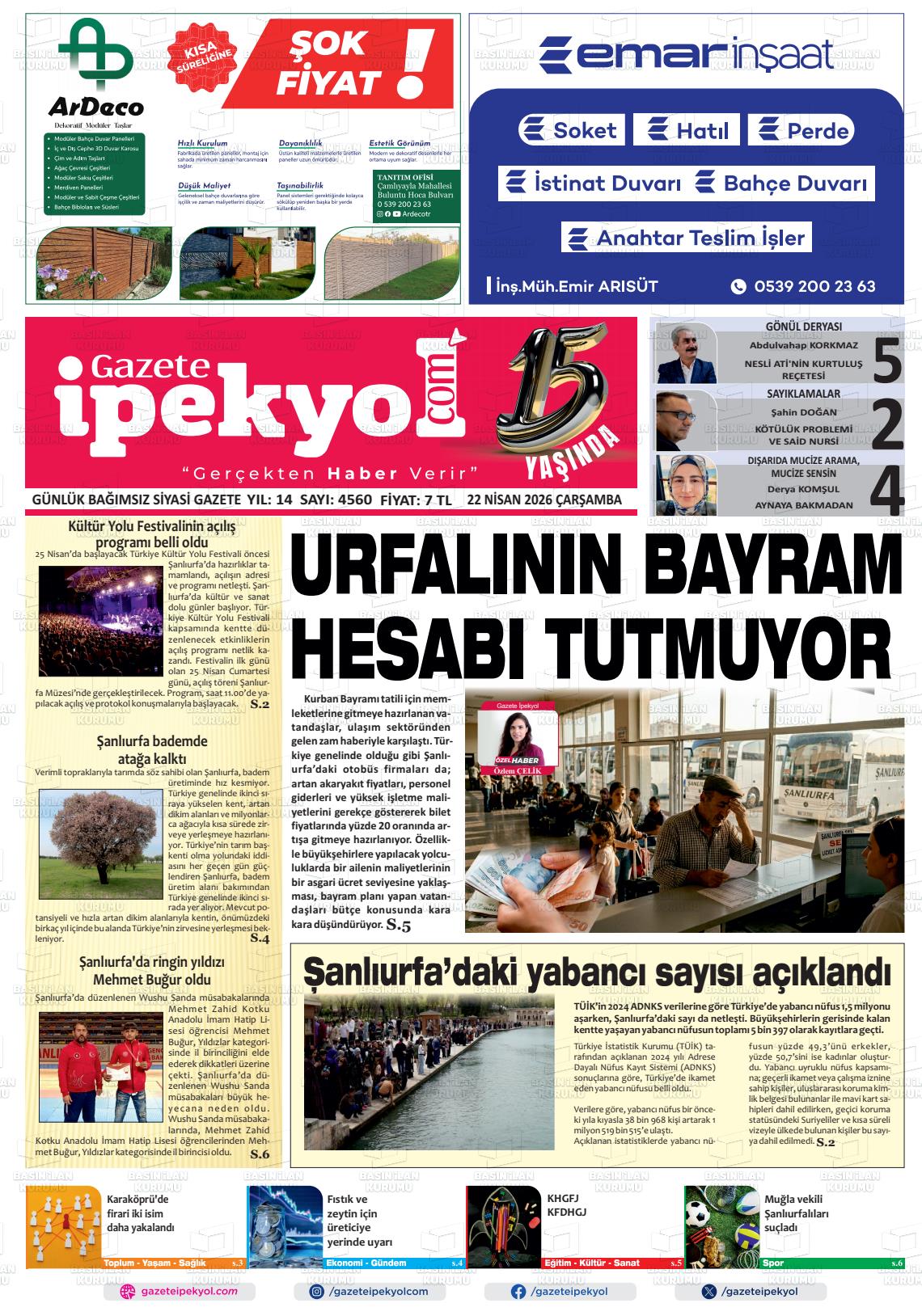 Sanliurfa Gazeteipekyol 22.04.2026