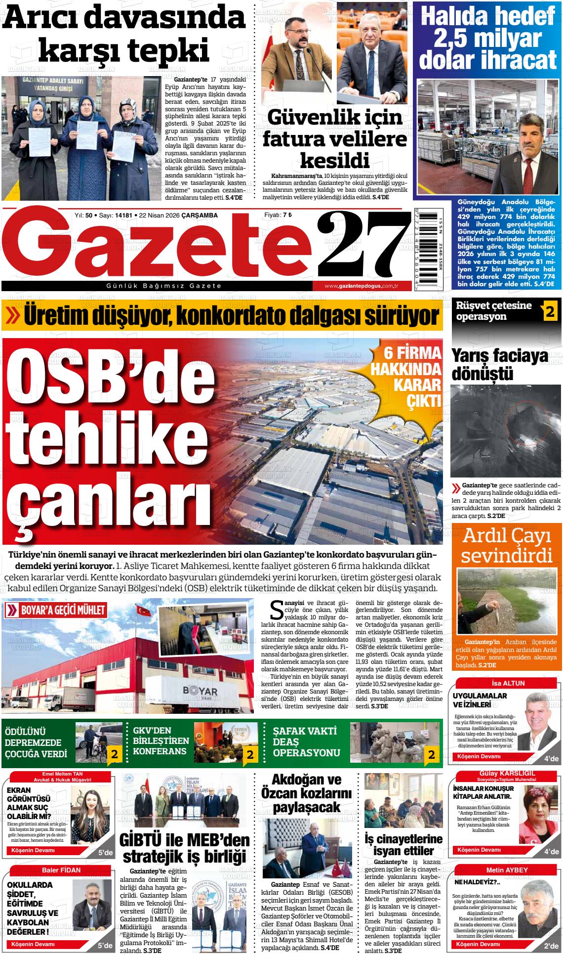 Gaziantep Dogus 22.04.2026