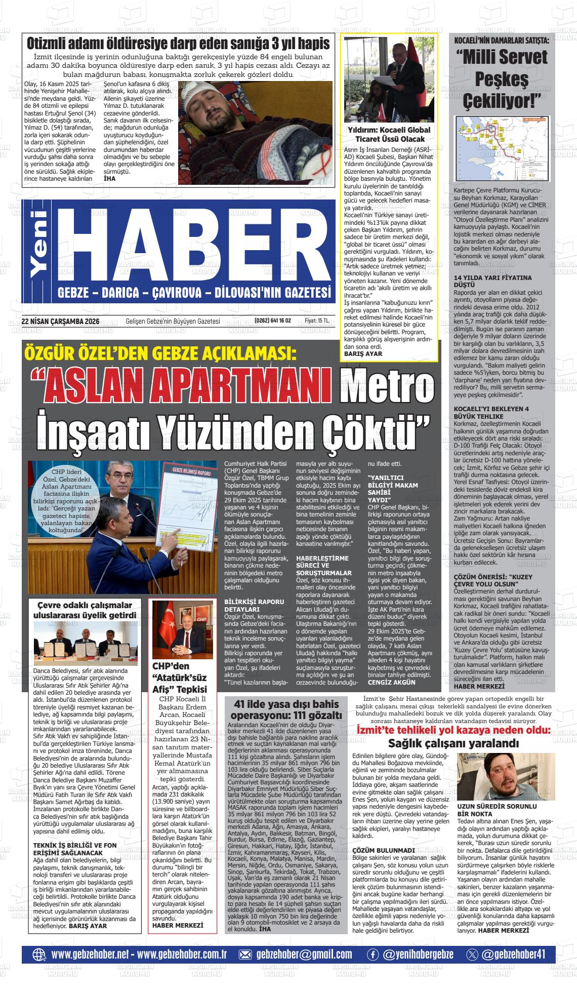 Kocaeli Gebzehaber 22.04.2026