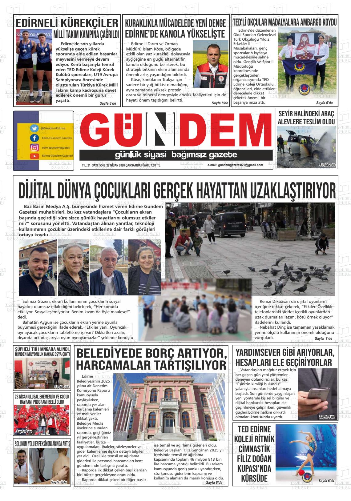 Edirne Gundem 22.04.2026