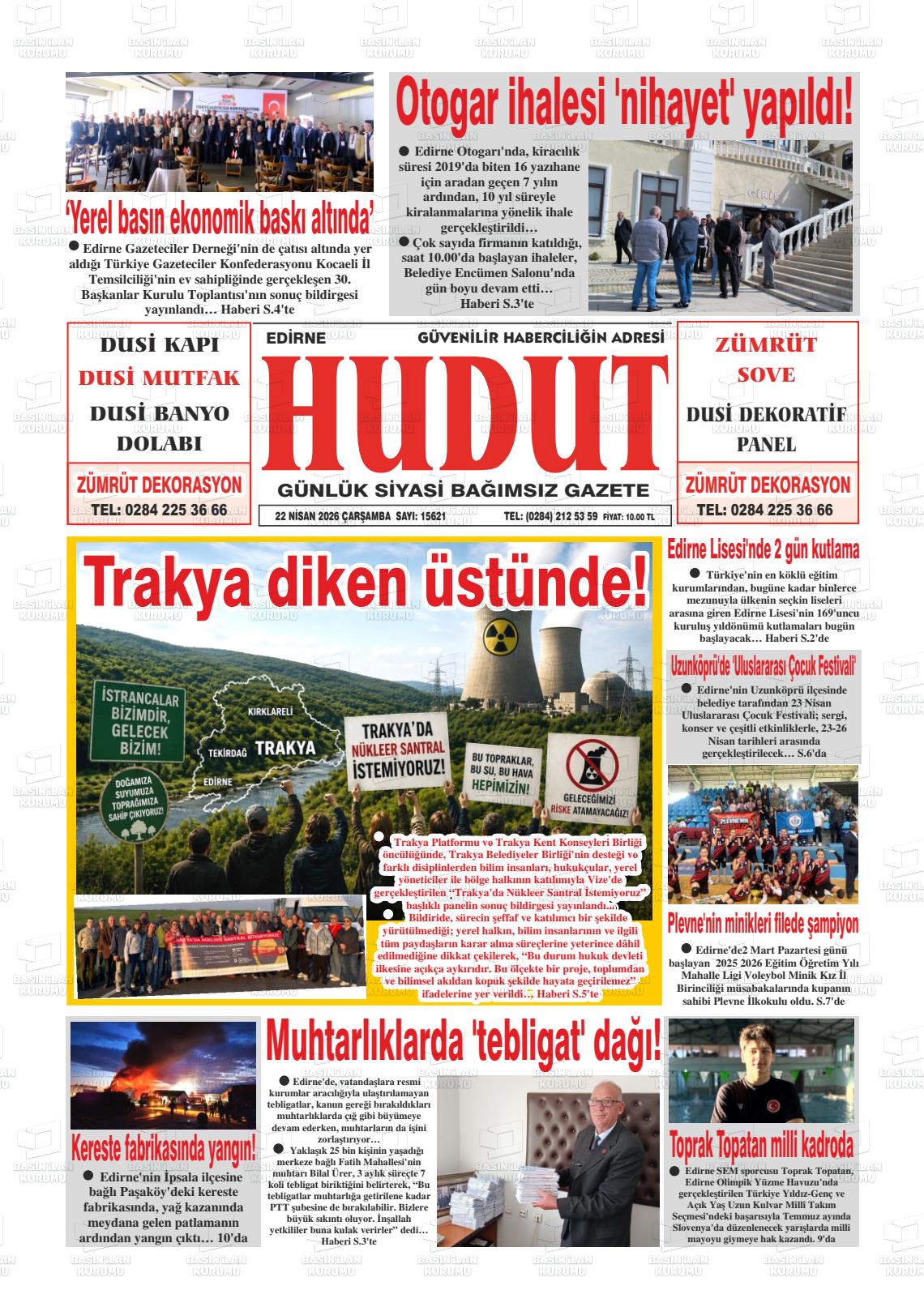 Edirne Hudut 22.04.2026