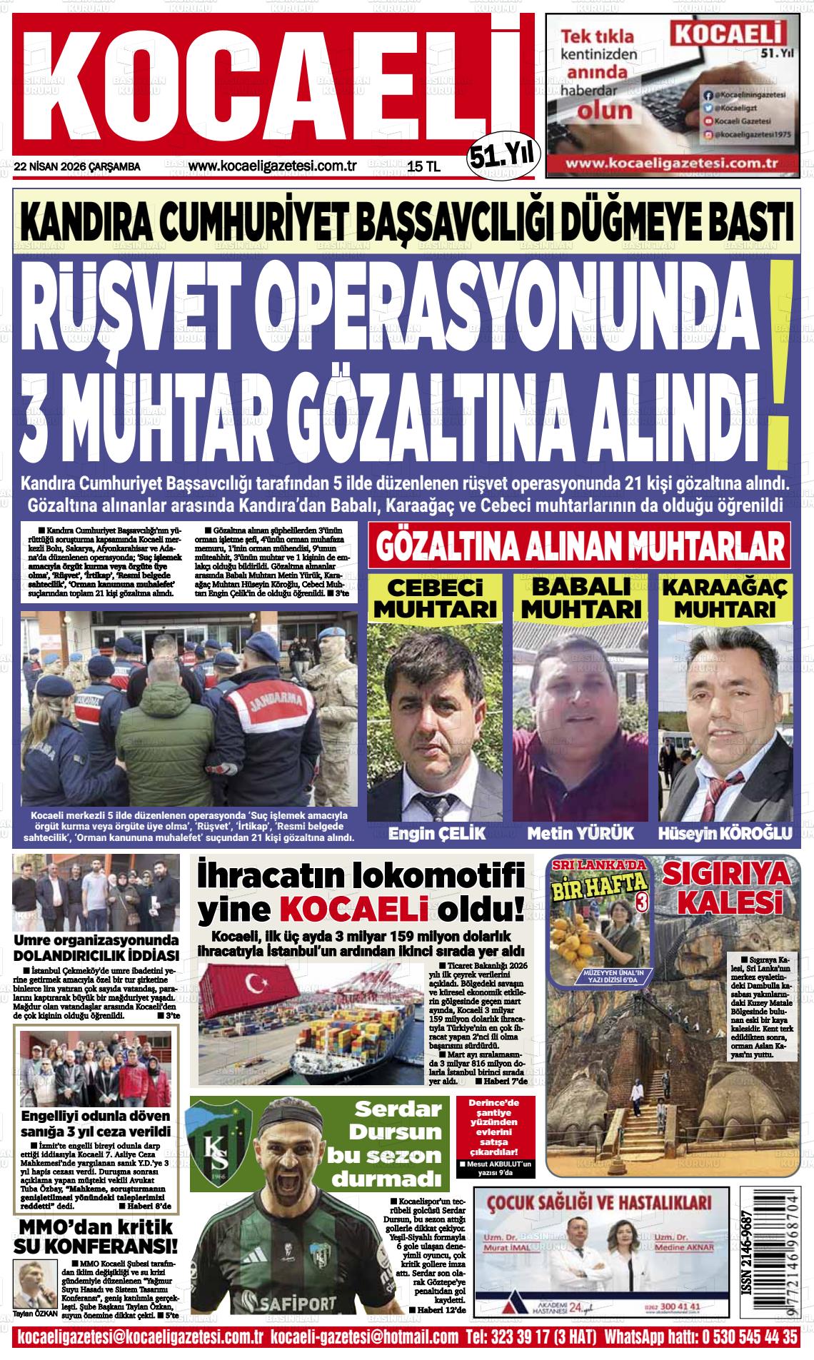 Kocaeli 22.04.2026