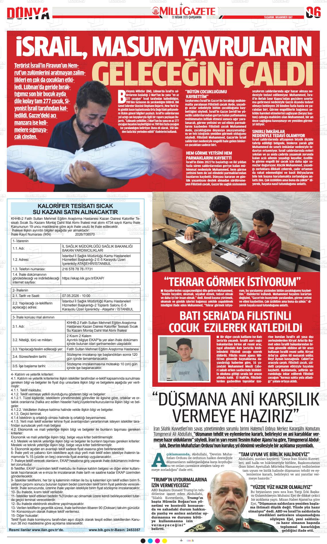 Milli Gazete Gazetesi 22.04.2026