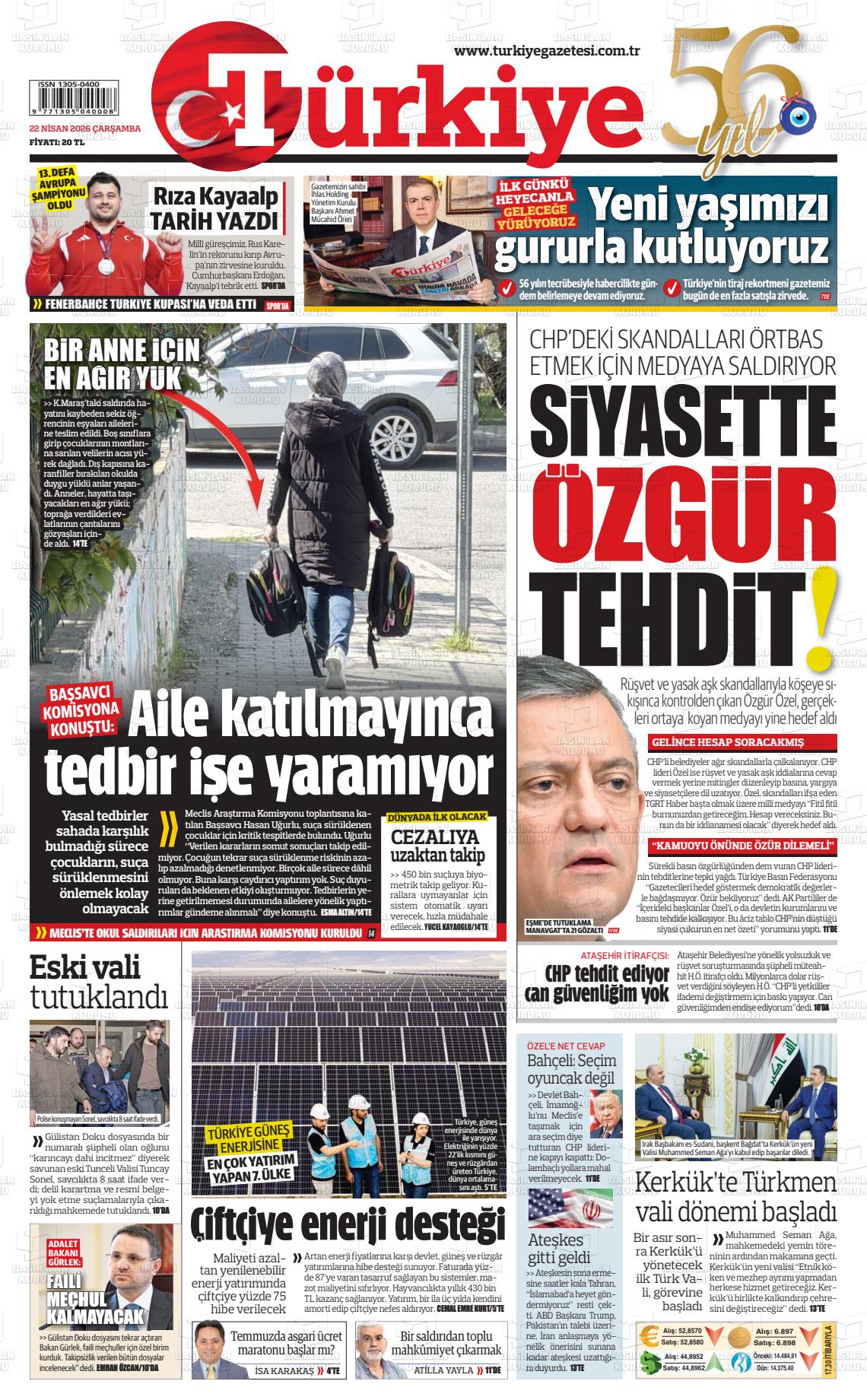 Türkiye Gazetesi 22.04.2026