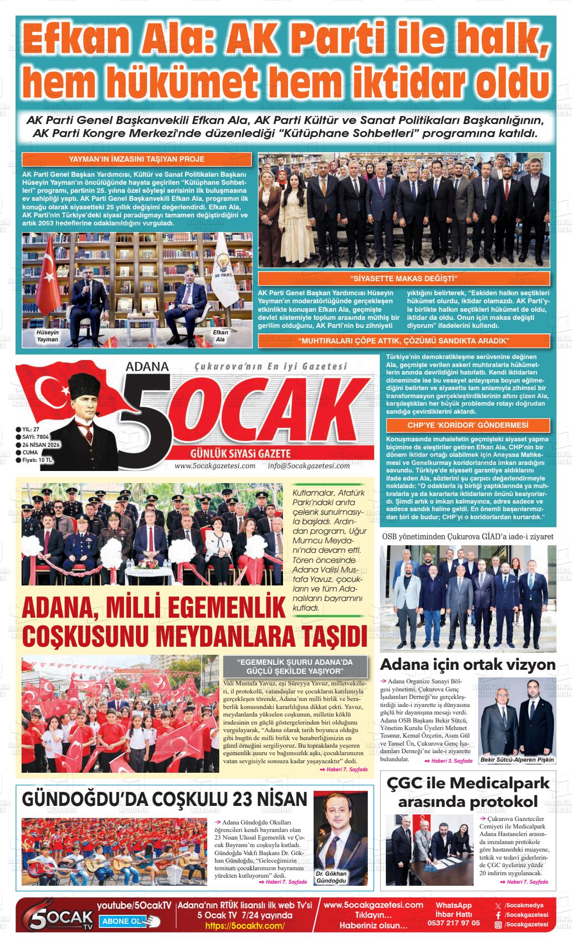 Adana 5 Ocak 24.04.2026