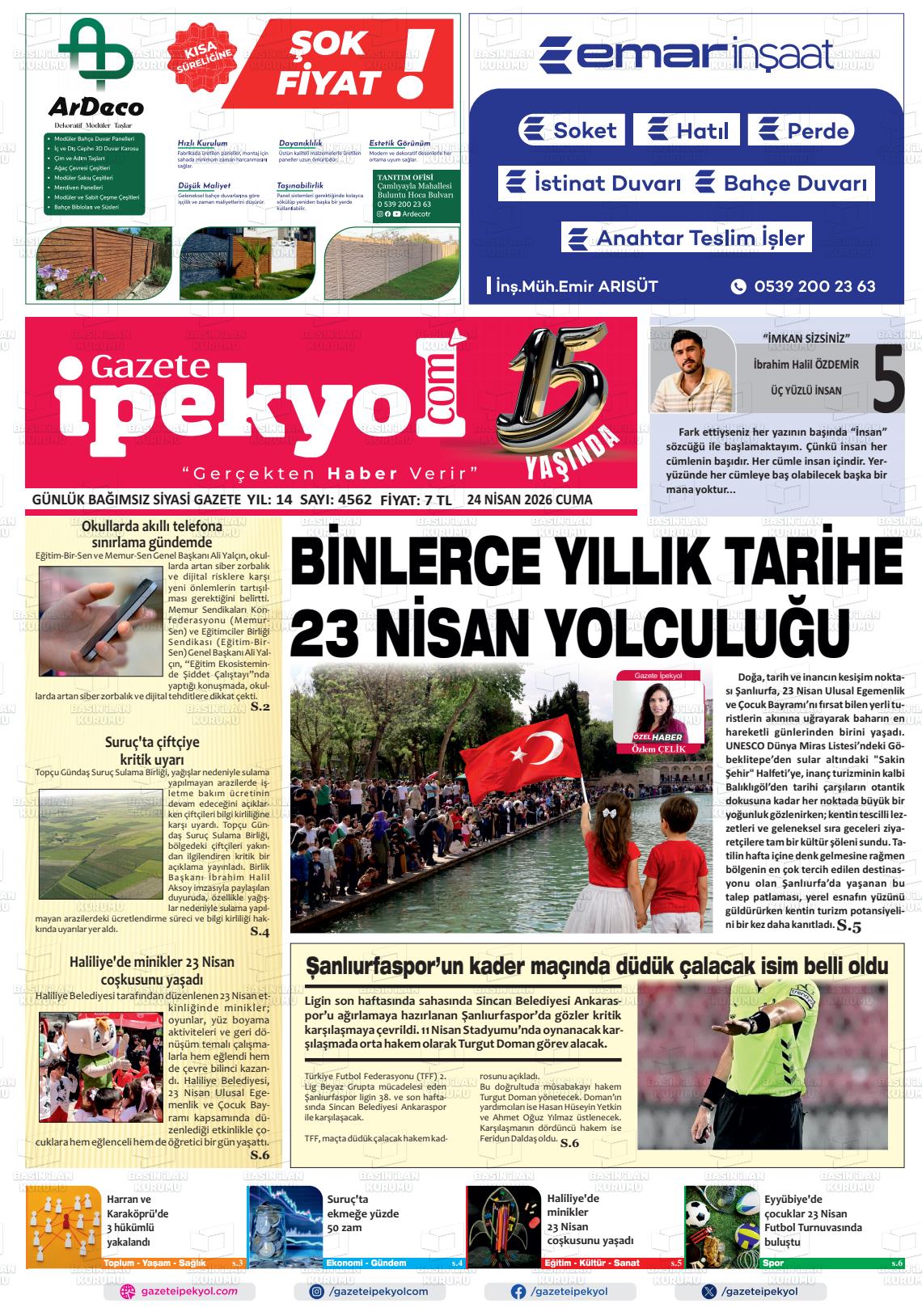 Sanliurfa Gazeteipekyol 24.04.2026